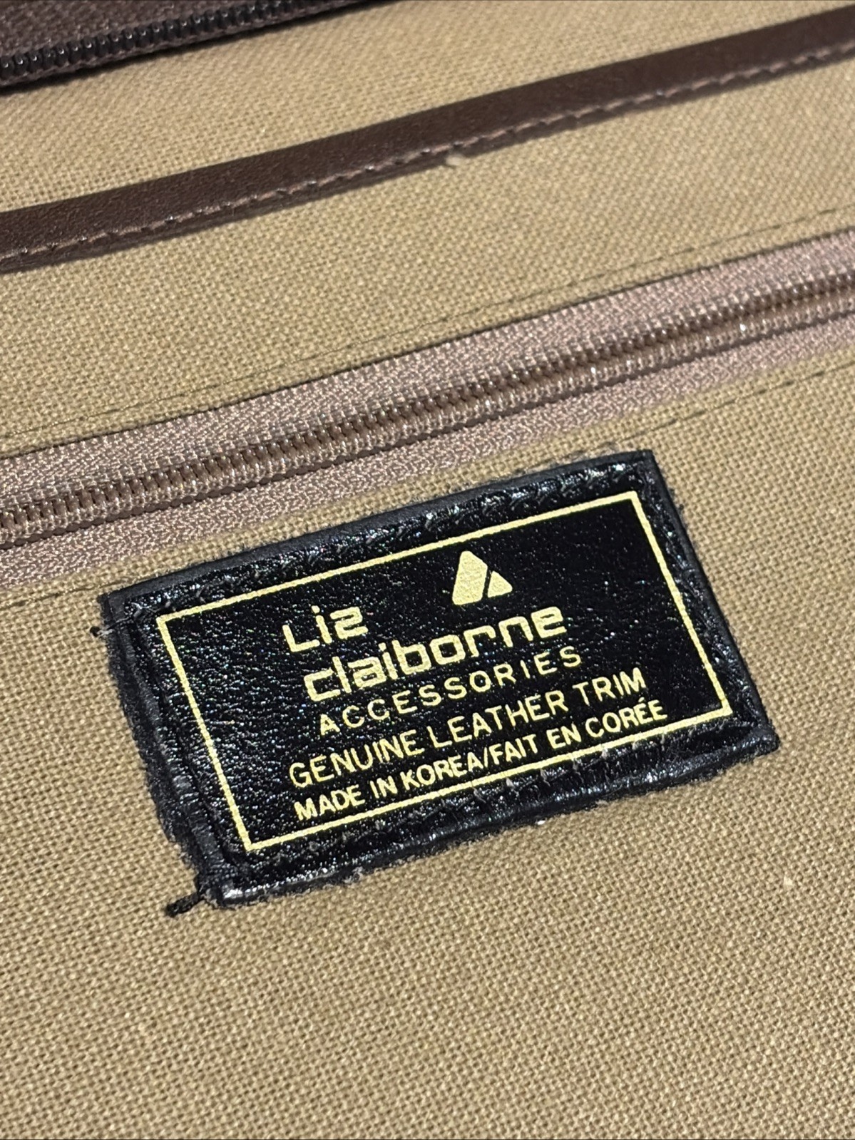 Vtg Liz Claiborne Portfolio Organizer Case Paisley Brown Leather Trim Zip -F430