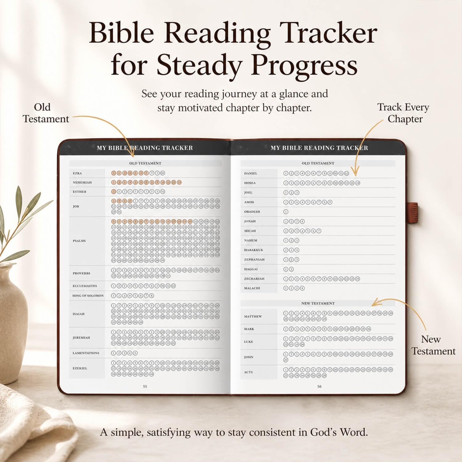Christian Bible Journal for Men & Women – 5.3×7.6 inches, Antique Brown