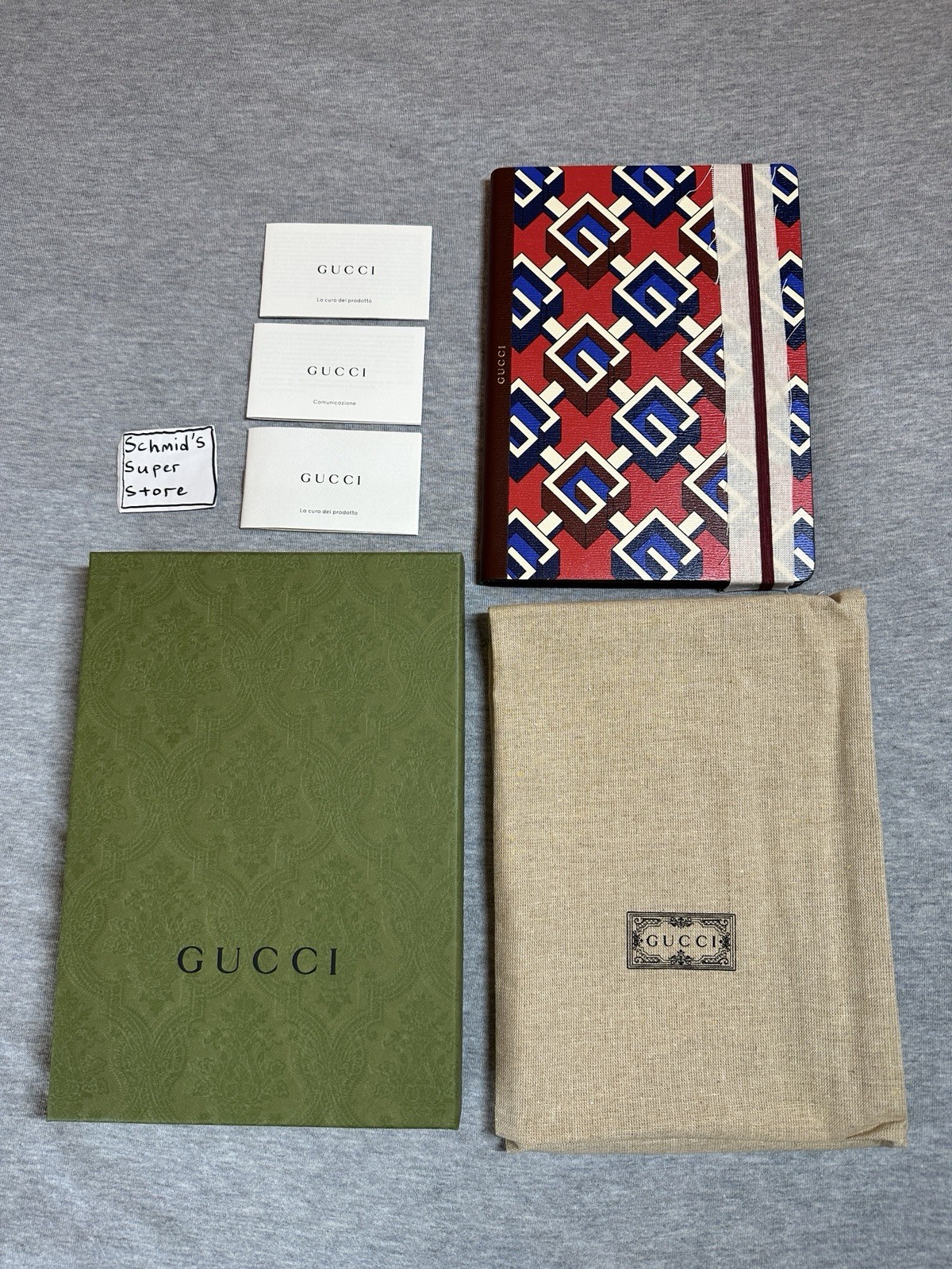 Authentic Gucci Luxury Notebook Journal Geometric G Red Blue New With Gift Box