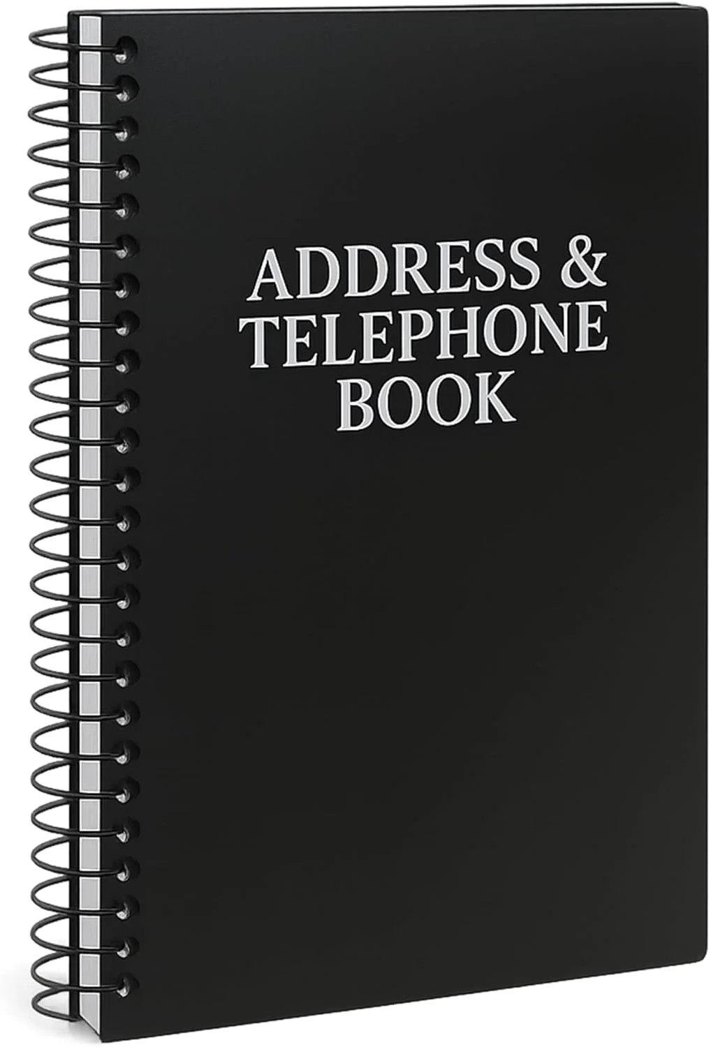 Iconikal Address Telephone Book, 8×5-Inch, Black, Spiral-Bound, 384 Contacts,…