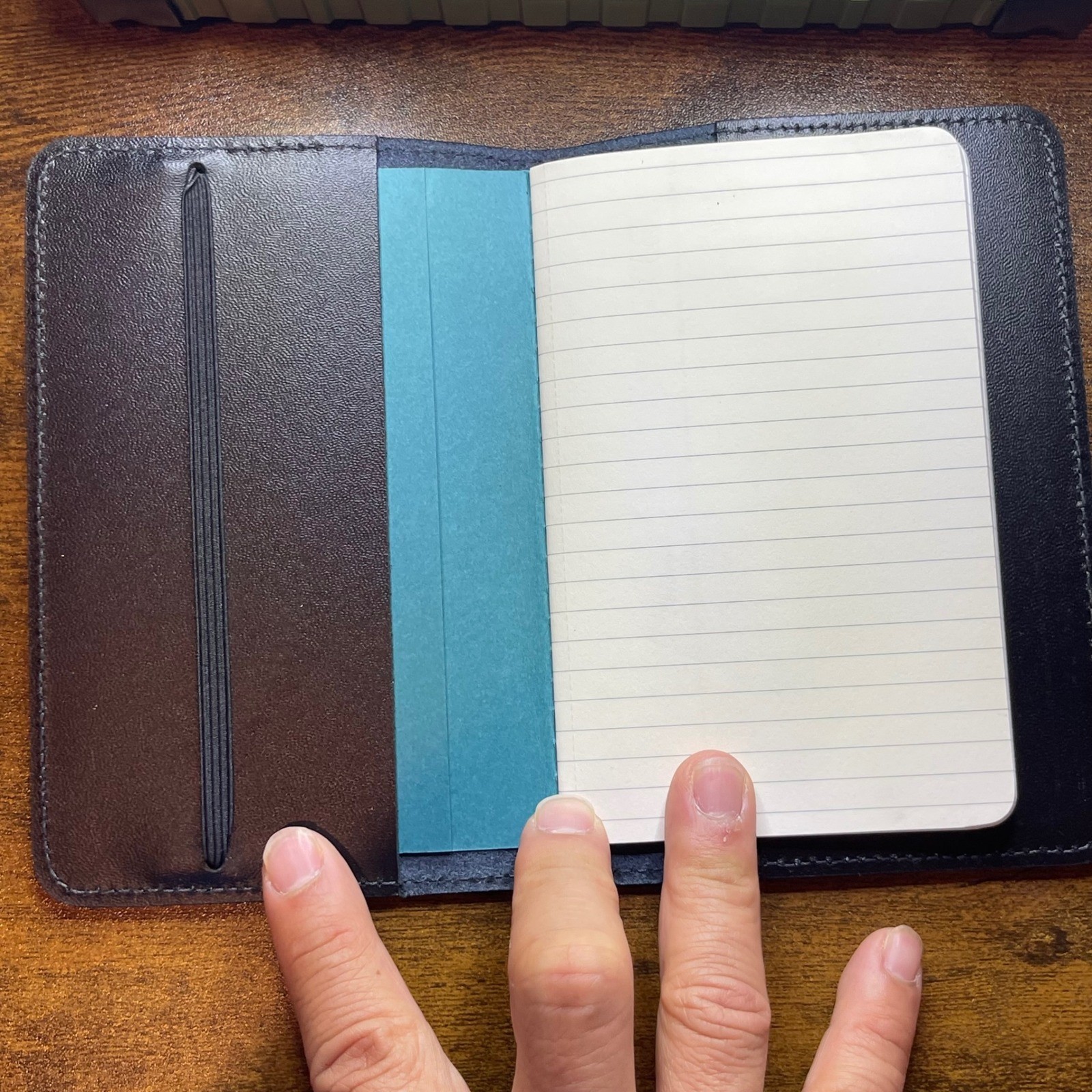 Oberon Design Navy Leather Great Wave Refillable 4″x6″ Notebook Cover Hokusai