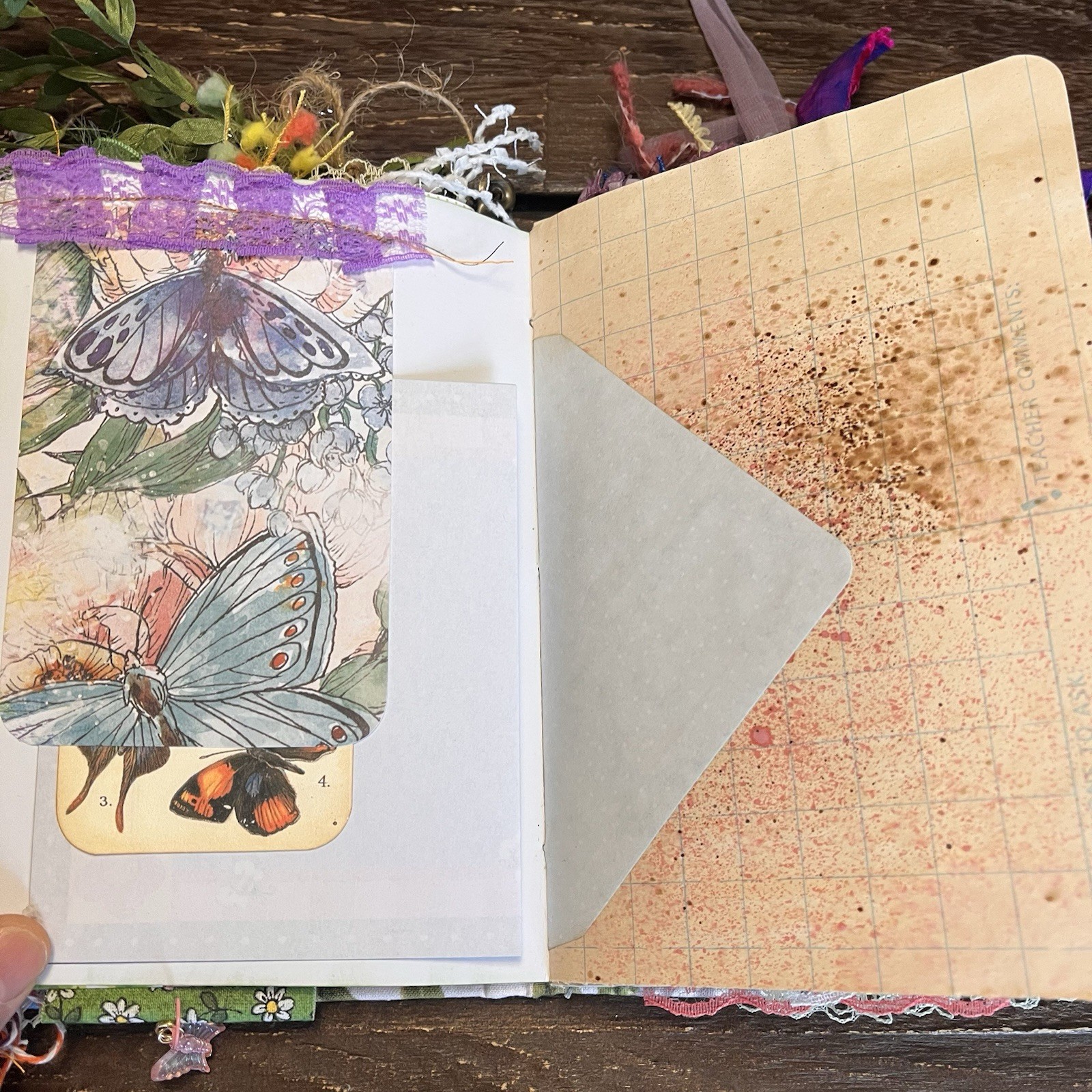 Butterfly Junk Journal Faith Floral Nature Flowers Softcover Decorated 3 Sig