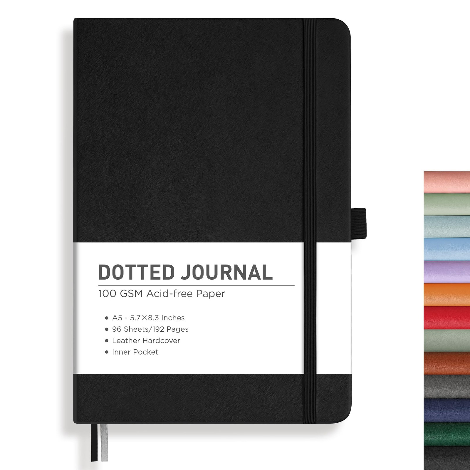 RETTACY Bullet Dotted Journal Notebook, 192 Pages, A5 5.7″ × 8.3″, Black