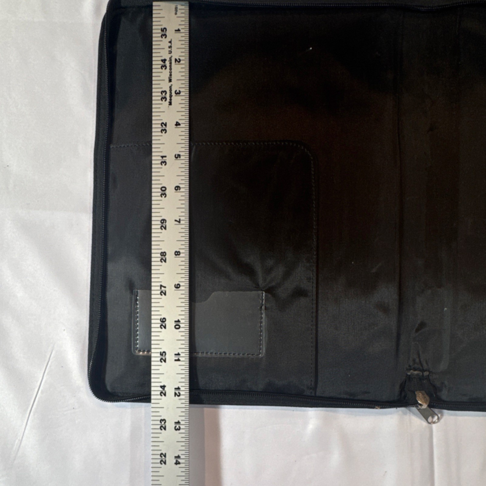 Day-Timer Black Leather Large Organizer Zippered Folio Notepad Pencil Holder