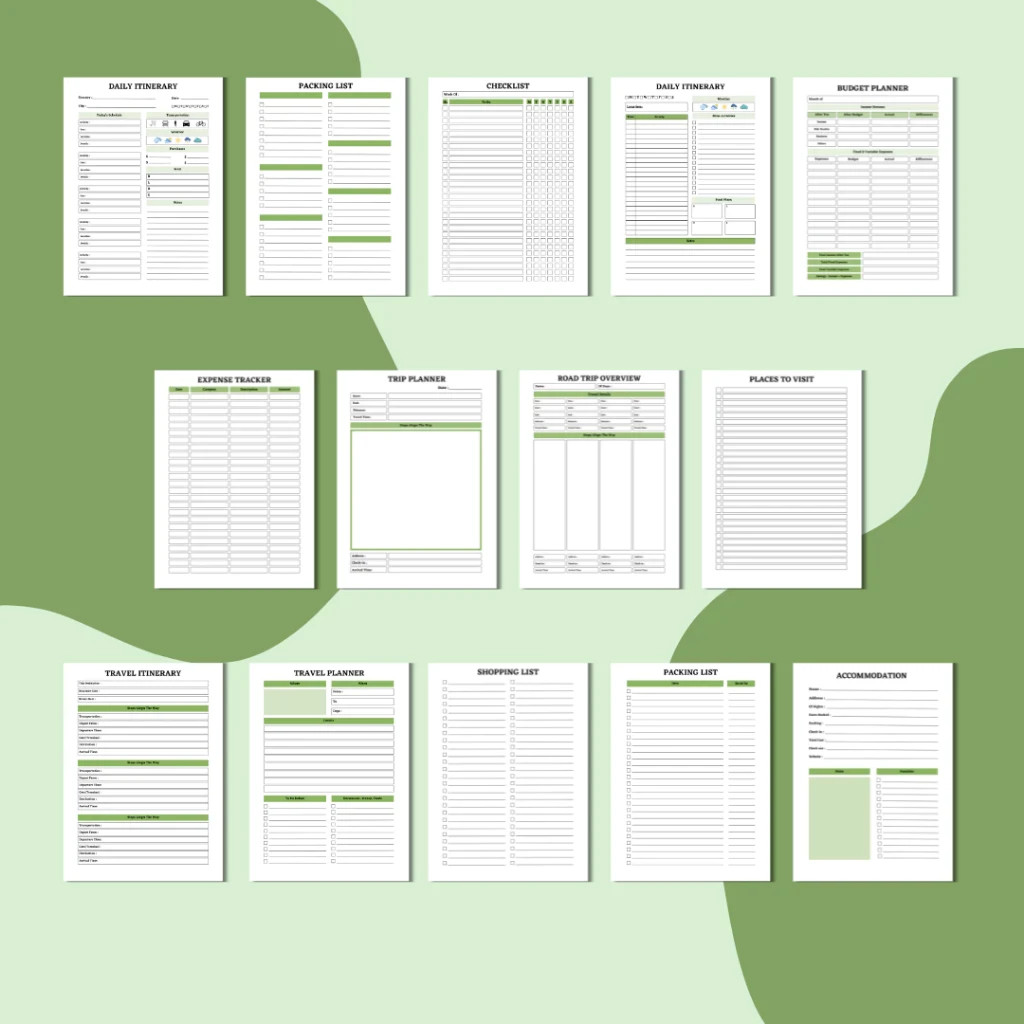 Digital Travel Planner PDF | Trip Organizer | Vacation Planner | Travel Tracker