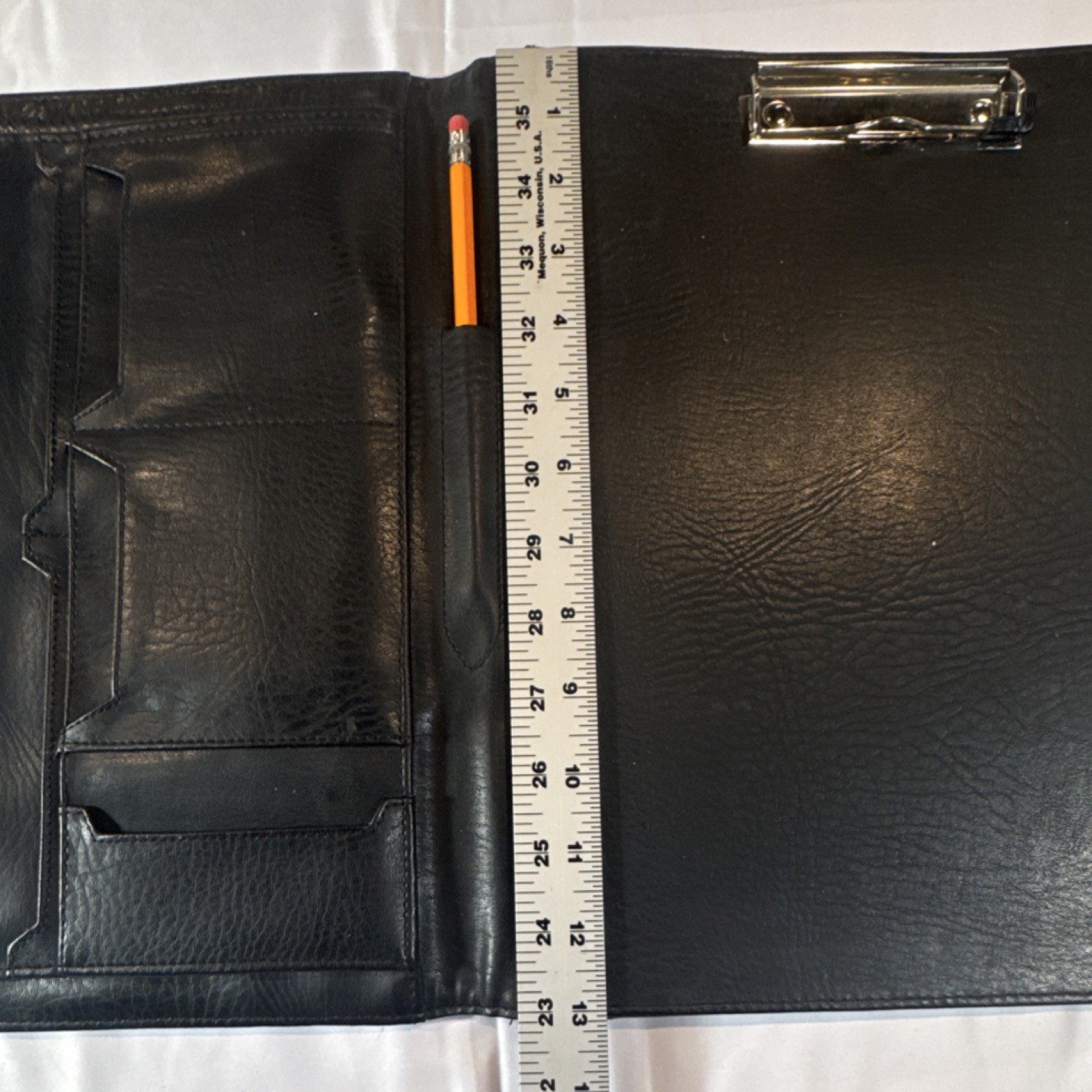 Day-Timer Black Leather Large Organizer Zippered Folio Notepad Pencil Holder
