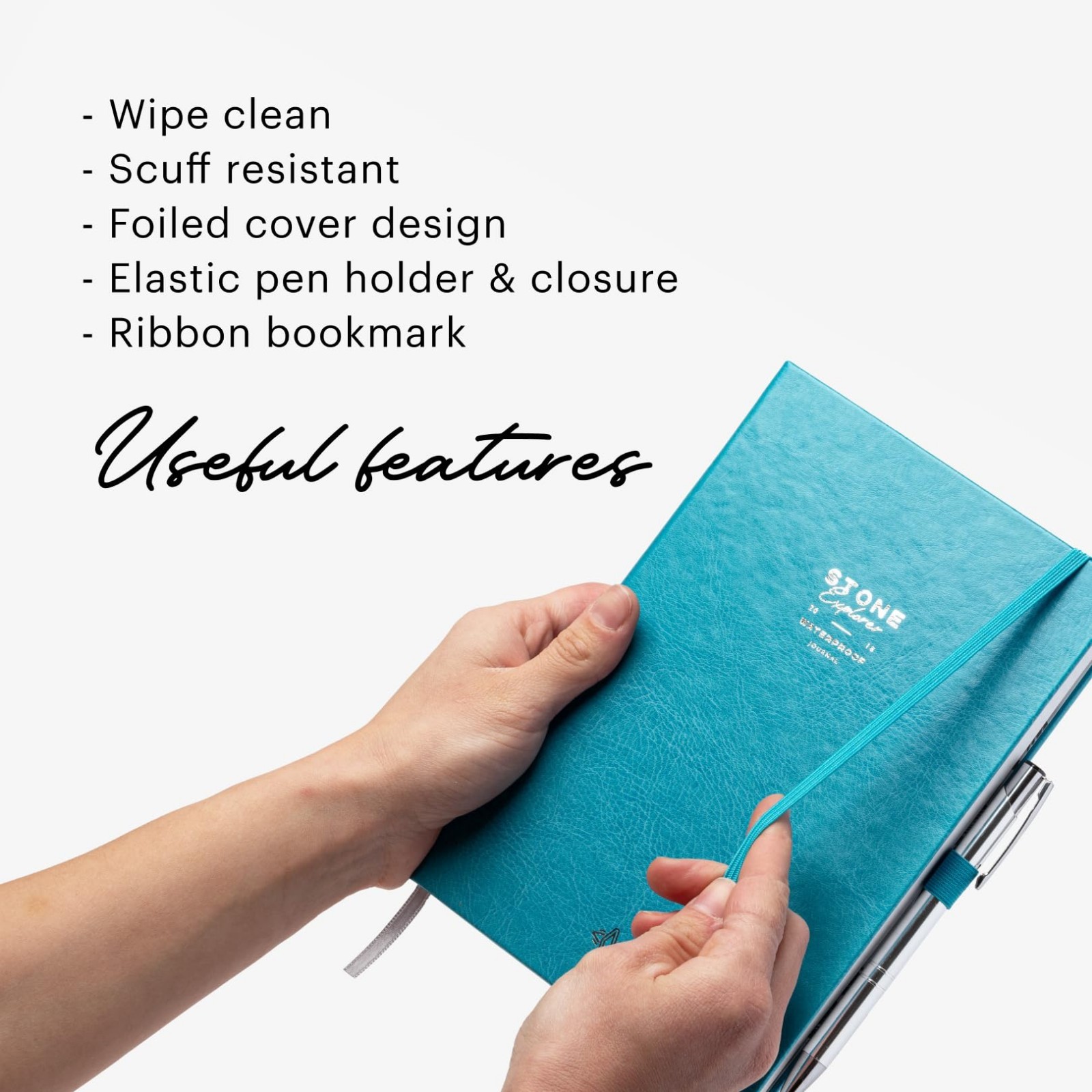 A5 Waterproof Field Journal – Vegan Leather, 144 Pages, Ruled & Dot Grid, Teal