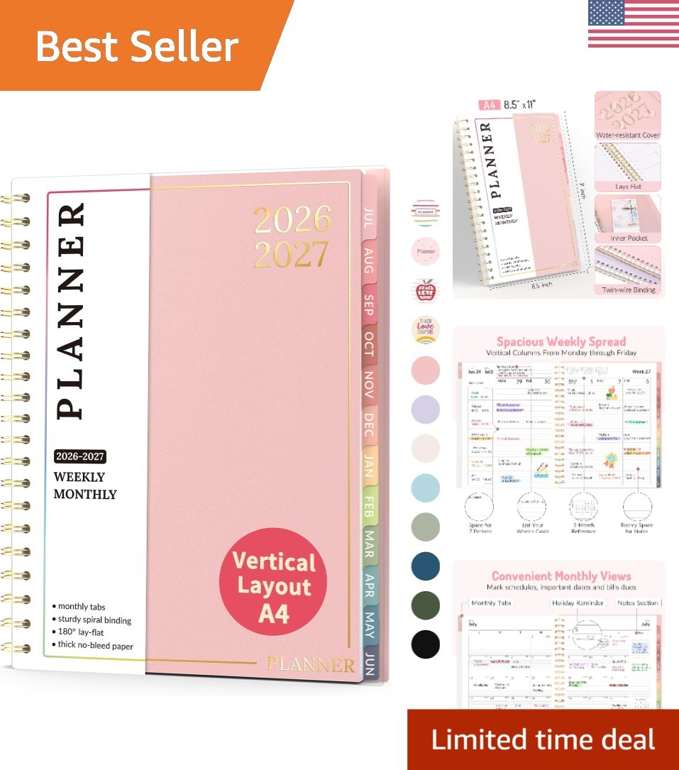 2026-2027 Teacher & Student Planner in Pink – 160 Pages for Effective Planning