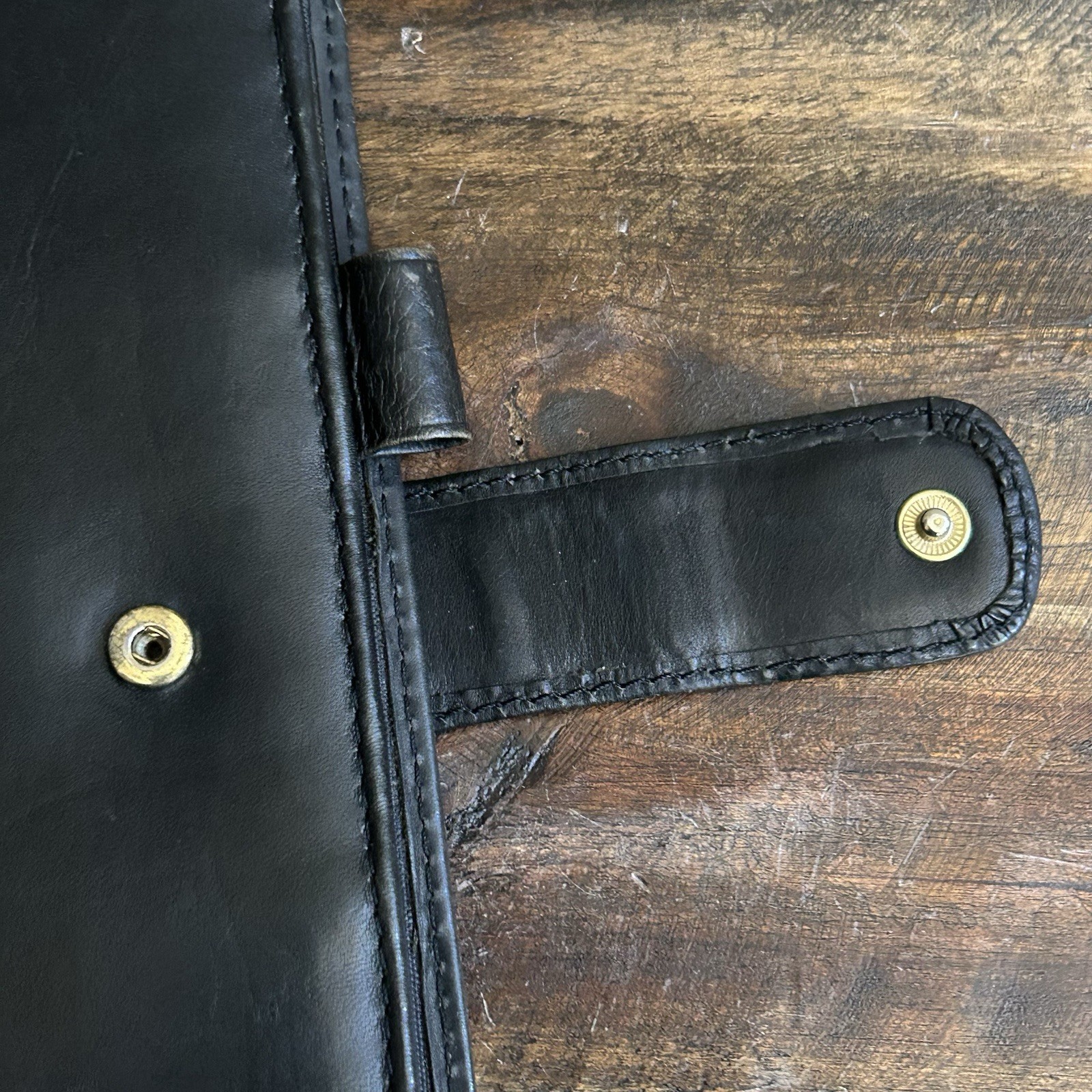 Wilsons Leather Black Planner Organizer Cover Leather Bookmark Pen Loop Vintage