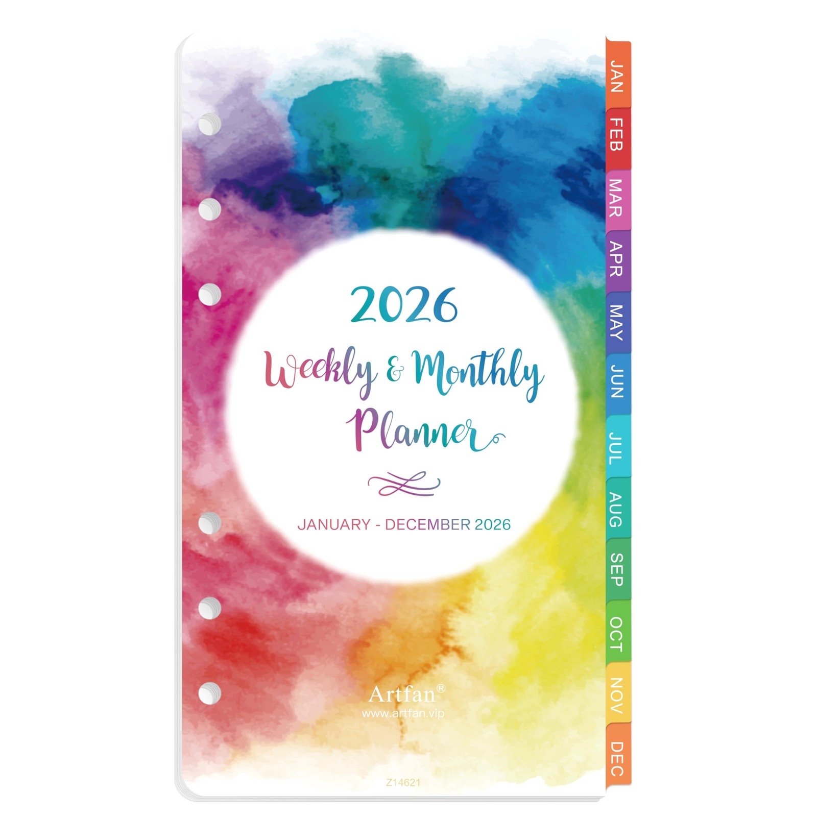 Small Multicolored 2026 Planner Refill with Monthly and Weekly Pages
