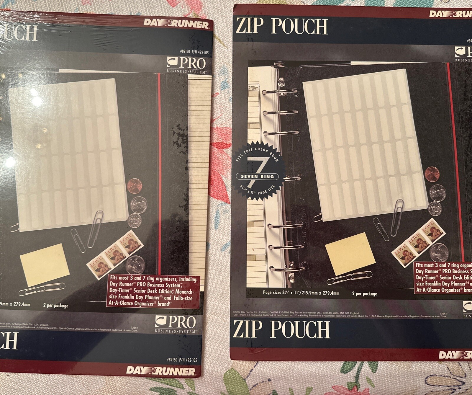 Day Runner Zip Pouch #8190 2 Per Pkg Page Size 8 1/2” X 11” New Lot Of 2