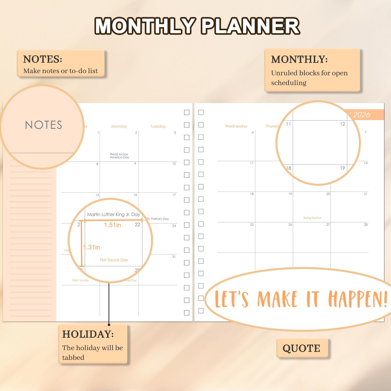 2026 Planner Weekly and Monthly from Dec 2025 to Dec 2026 Hardcover Spiral Bo…