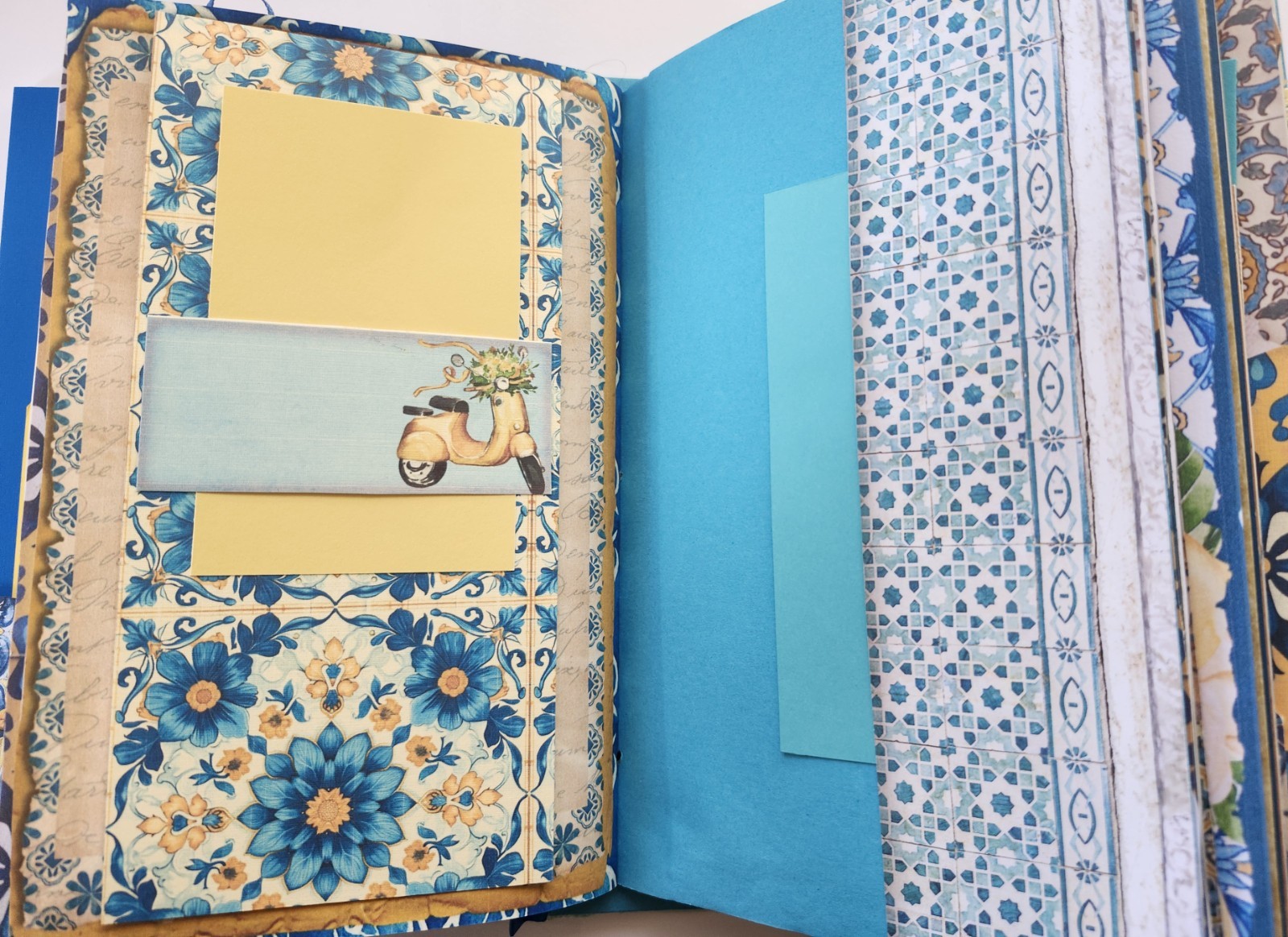 “ITALIAN RIVIERA” Handmade XL Journal Mediterranean Blues, Lemons Keepsake 96pgs