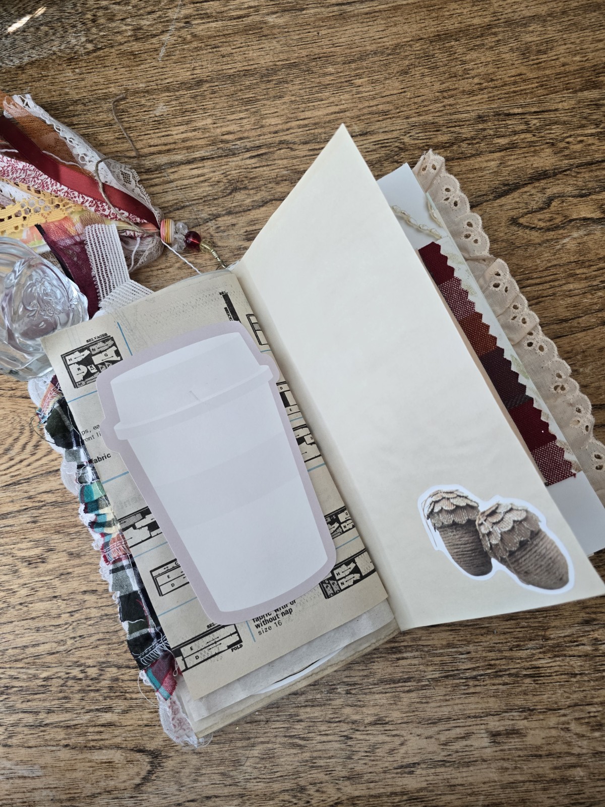 Hello fall handmade junk journal, Mixed Paper Art Journal, Premade Scrapbook
