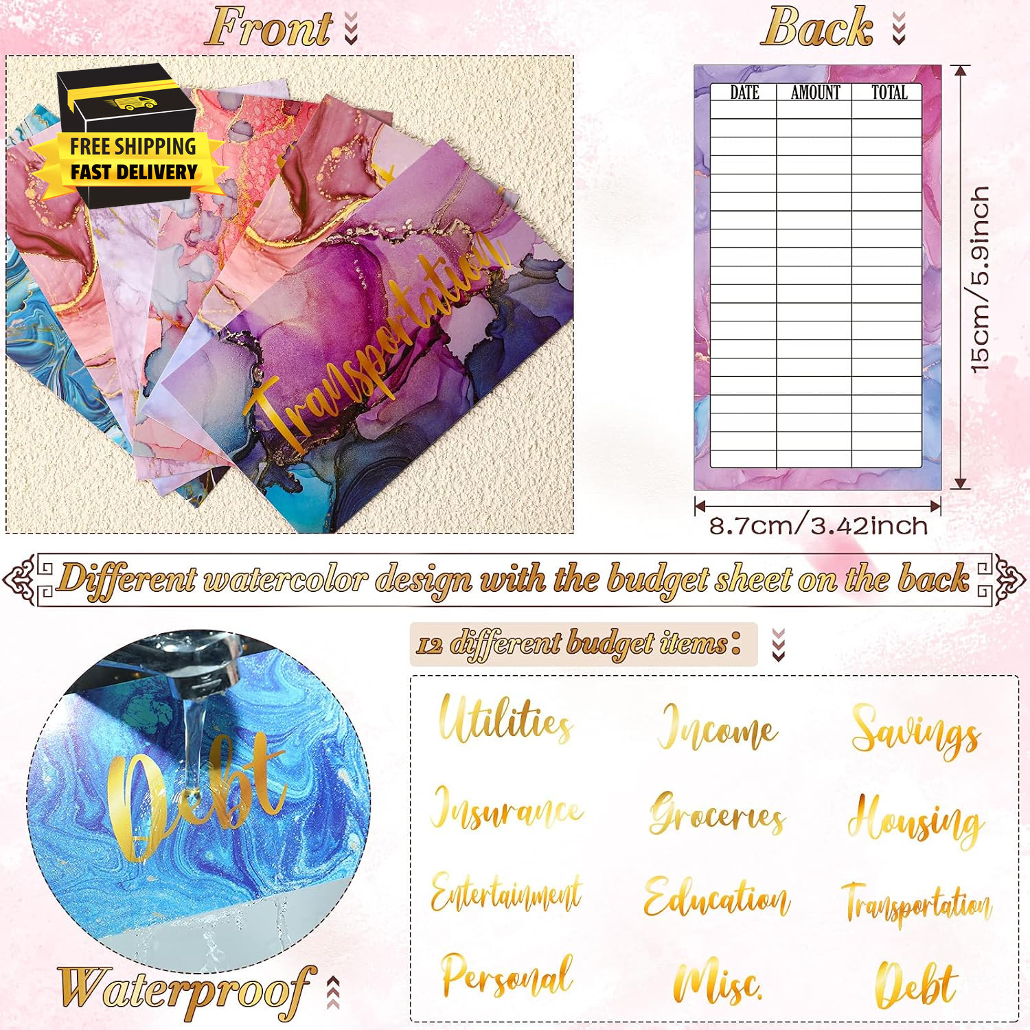 24 Pieces Budget Sheets for Back to School Expense Tracker Sheets Budget Cash En