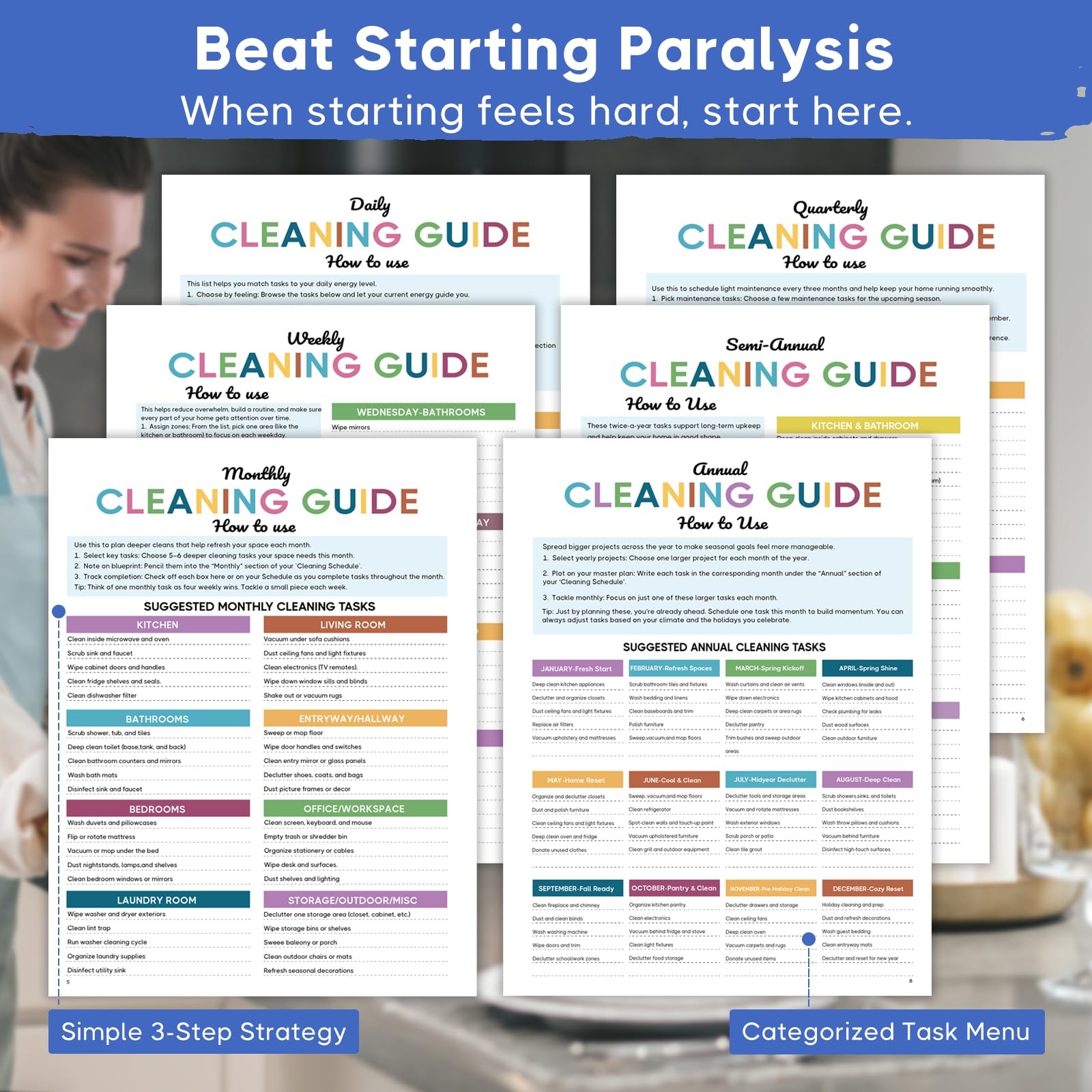 Adhd Cleaning Planner, Floral Cleaning Schedule & Checklist For Adults | Break