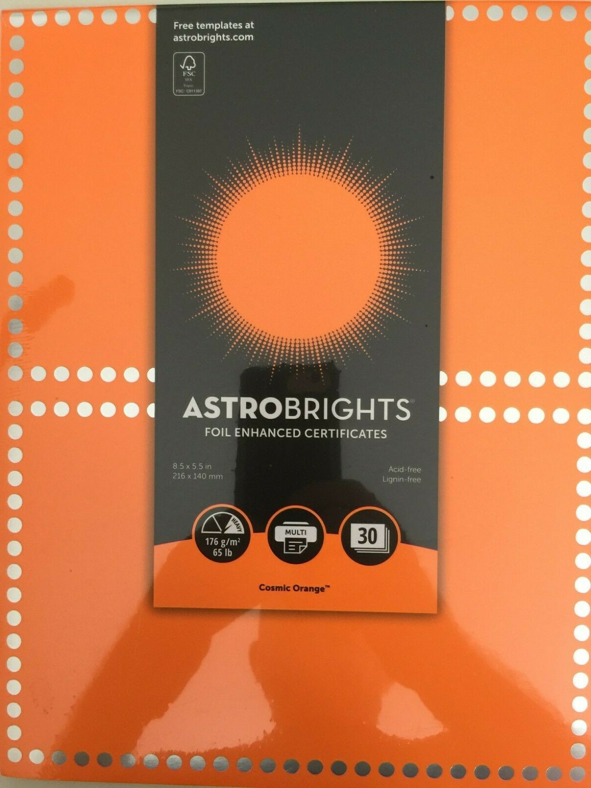 Astrobrights 91108 Cosmic Orange 30x Enhanced Dots 8.5″ x 5.5″ NEW