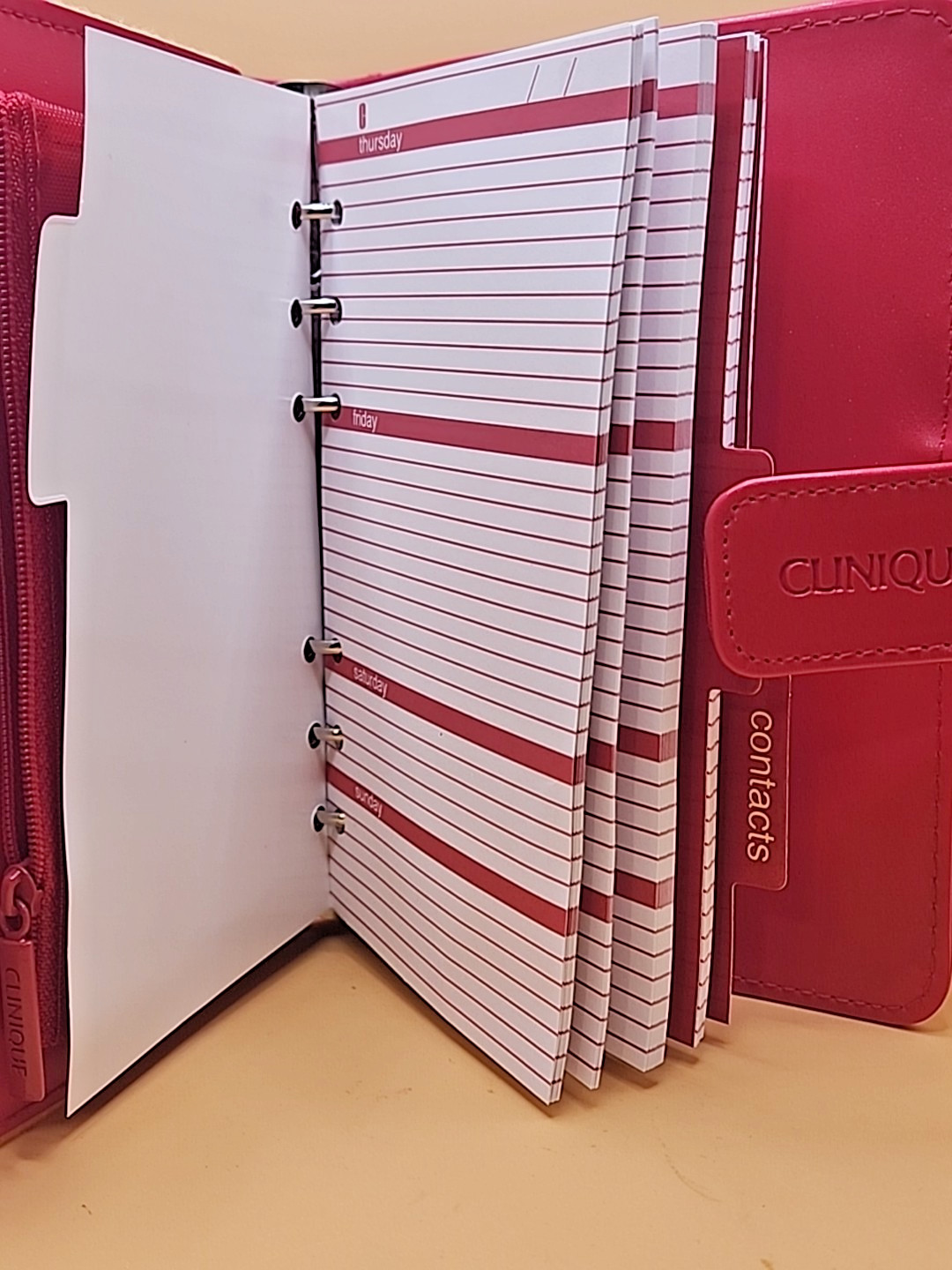 Vintage Clinique Planner Address Book Red Leather & Yellow Felt 5.5 x 7.75