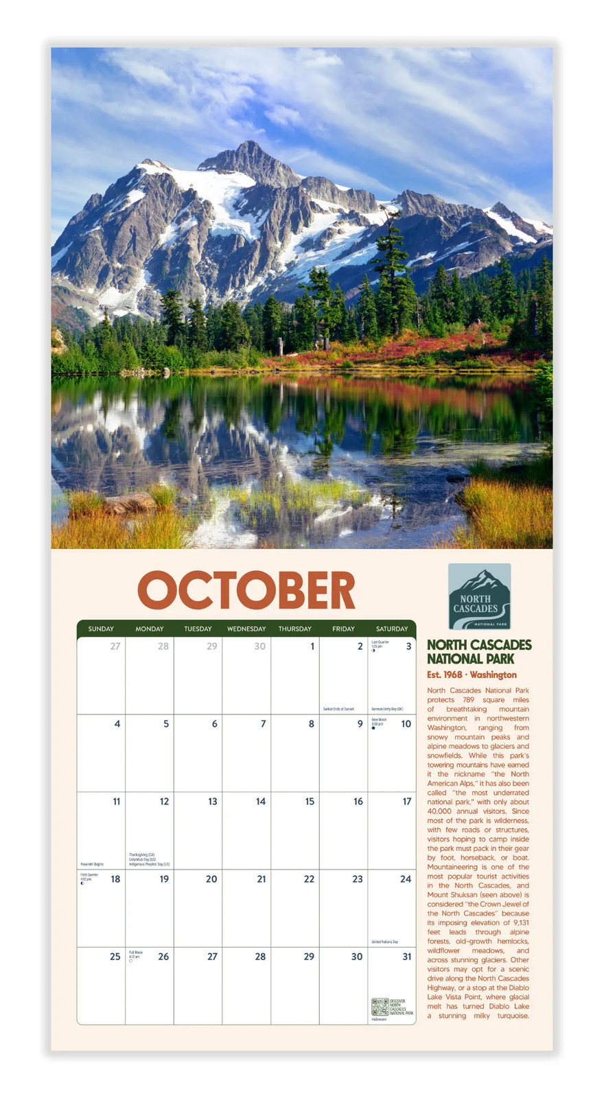National Parks Calendar 2026 | 12″ x 24″ 12 Month Calendar | Marble City Press