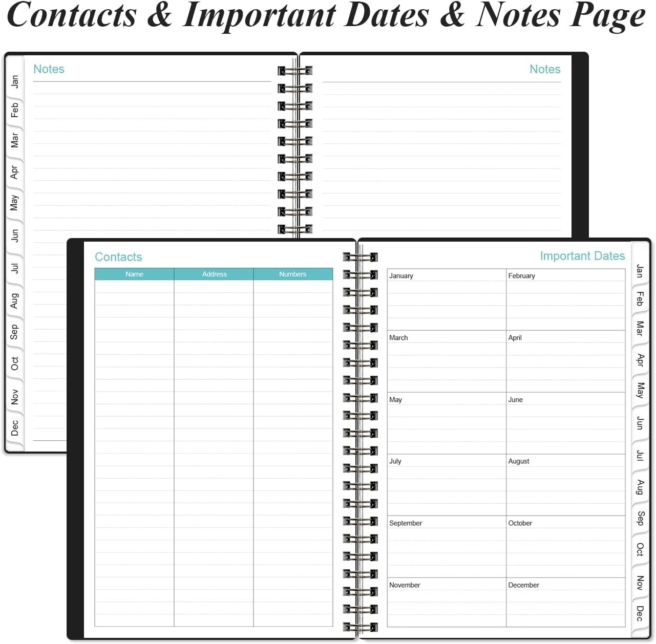 Sleek Black-E 2026 Planner: Compact Weekly & Monthly Organizer, 6.4″ x 8.5″