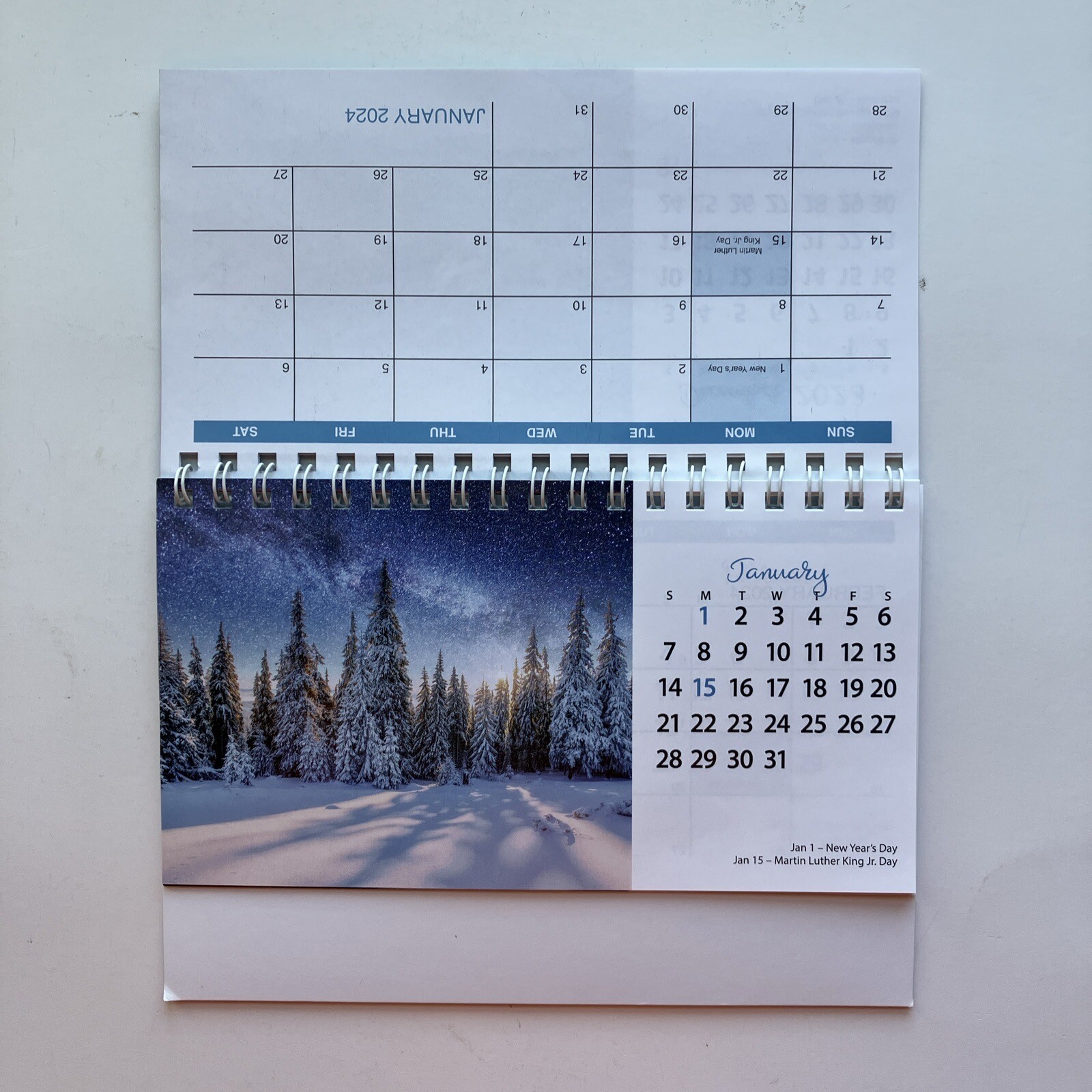 Nature Seasons Greetings 13 Month Planner 2024 Standing Easel Desk Calendar