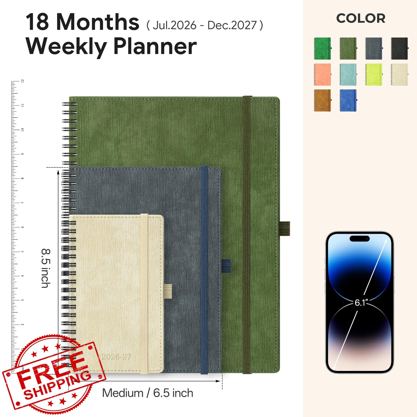 IN-LUXPRO Beige 2026-2027 Planner 6.5″x8.5″