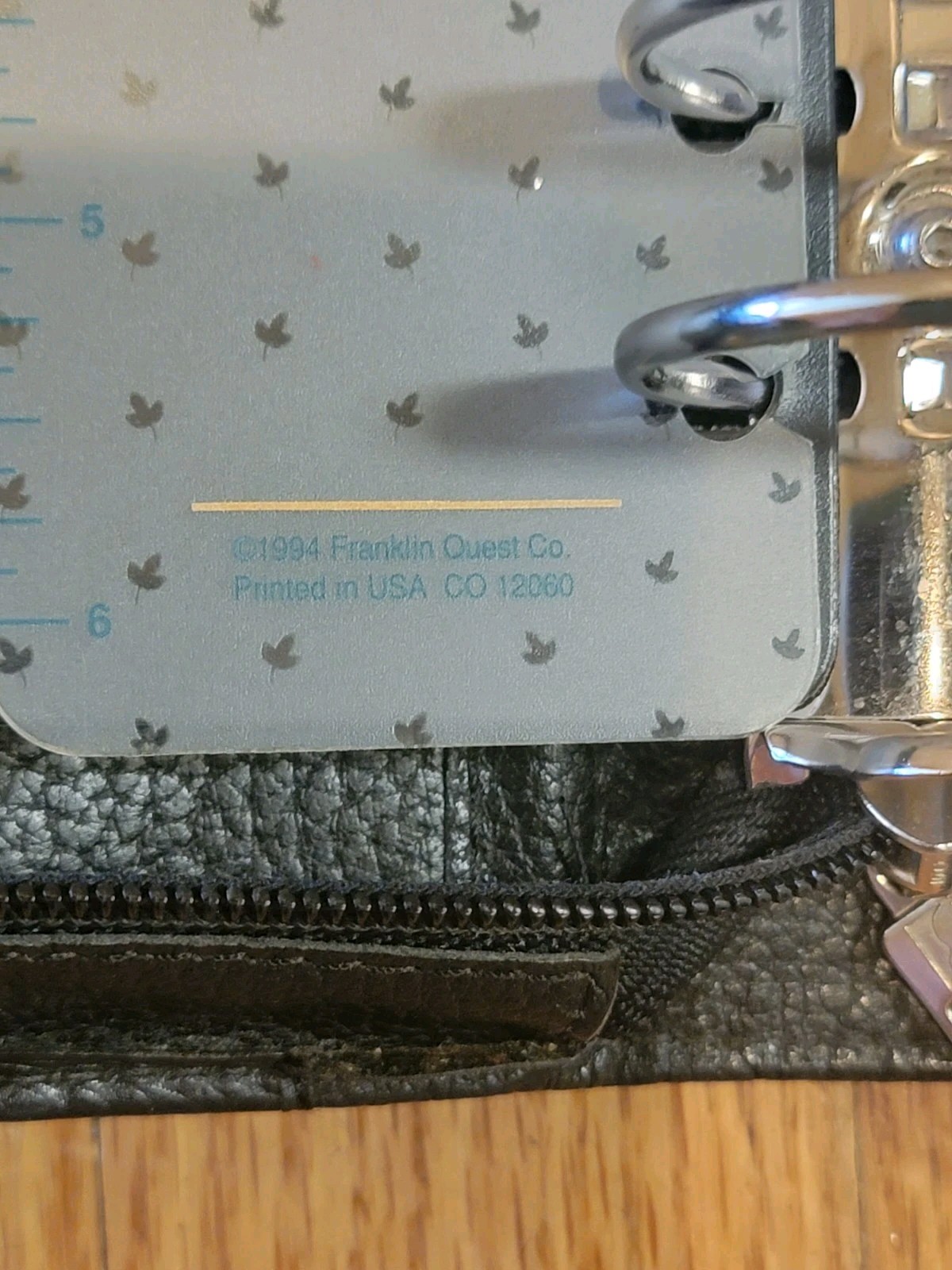 FRANKLIN QUEST Zip Binder 1994 w/ Inserts Vintage 6 Ring Black Top Grain Leather