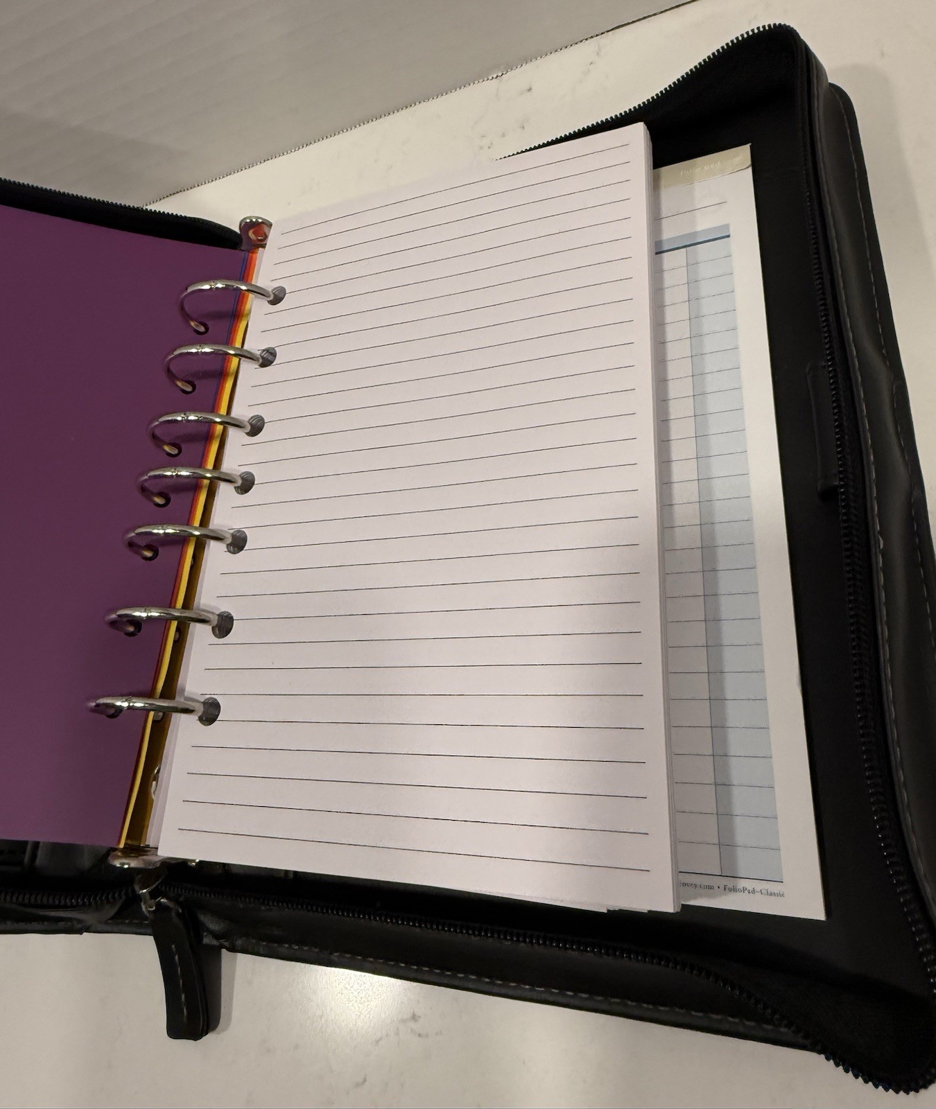 Franklin Covey Black 7 Ring Binder Planner Organizer Handles Zip Tote w/Handles