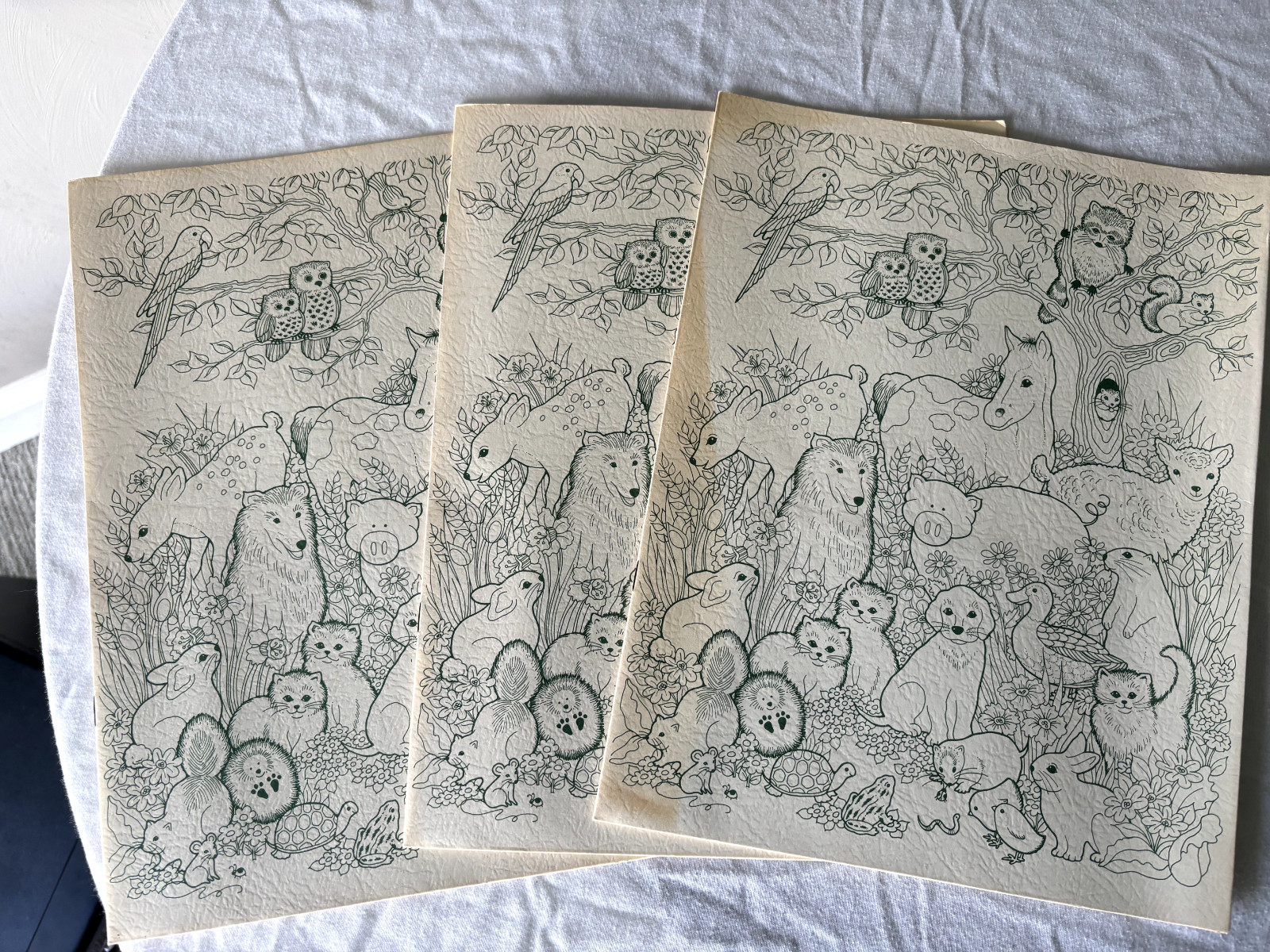 Vintage Scribbler Portfolio Folder ANIMALS theme 57460 SET OF 3