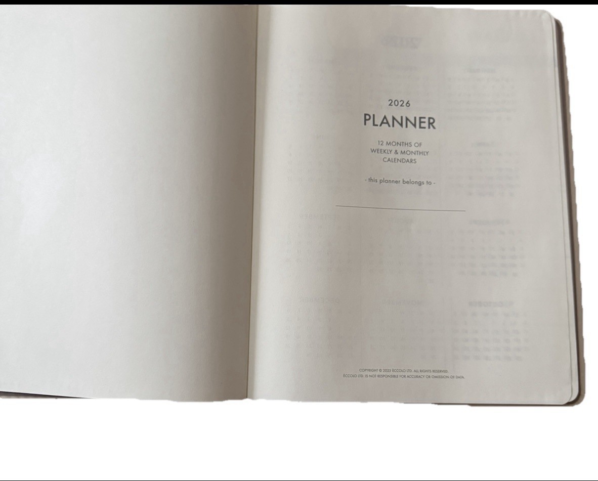 Eccolo 2026 Large Agenda Planner, 12 Month Jan- Dec Monthly & Weekly Planner