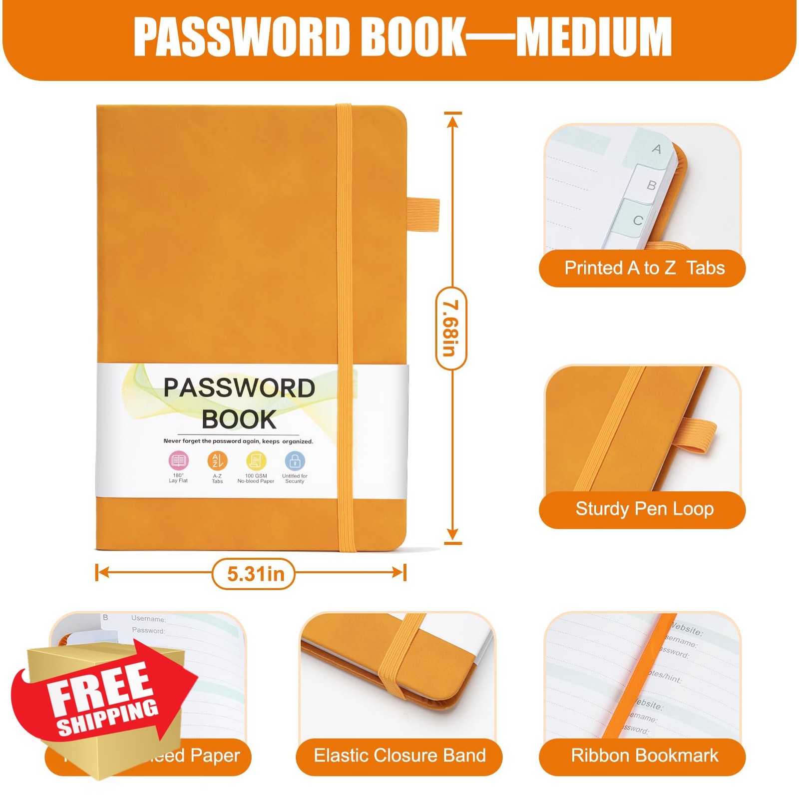 MOSA BEAR Orange Password Book Medium