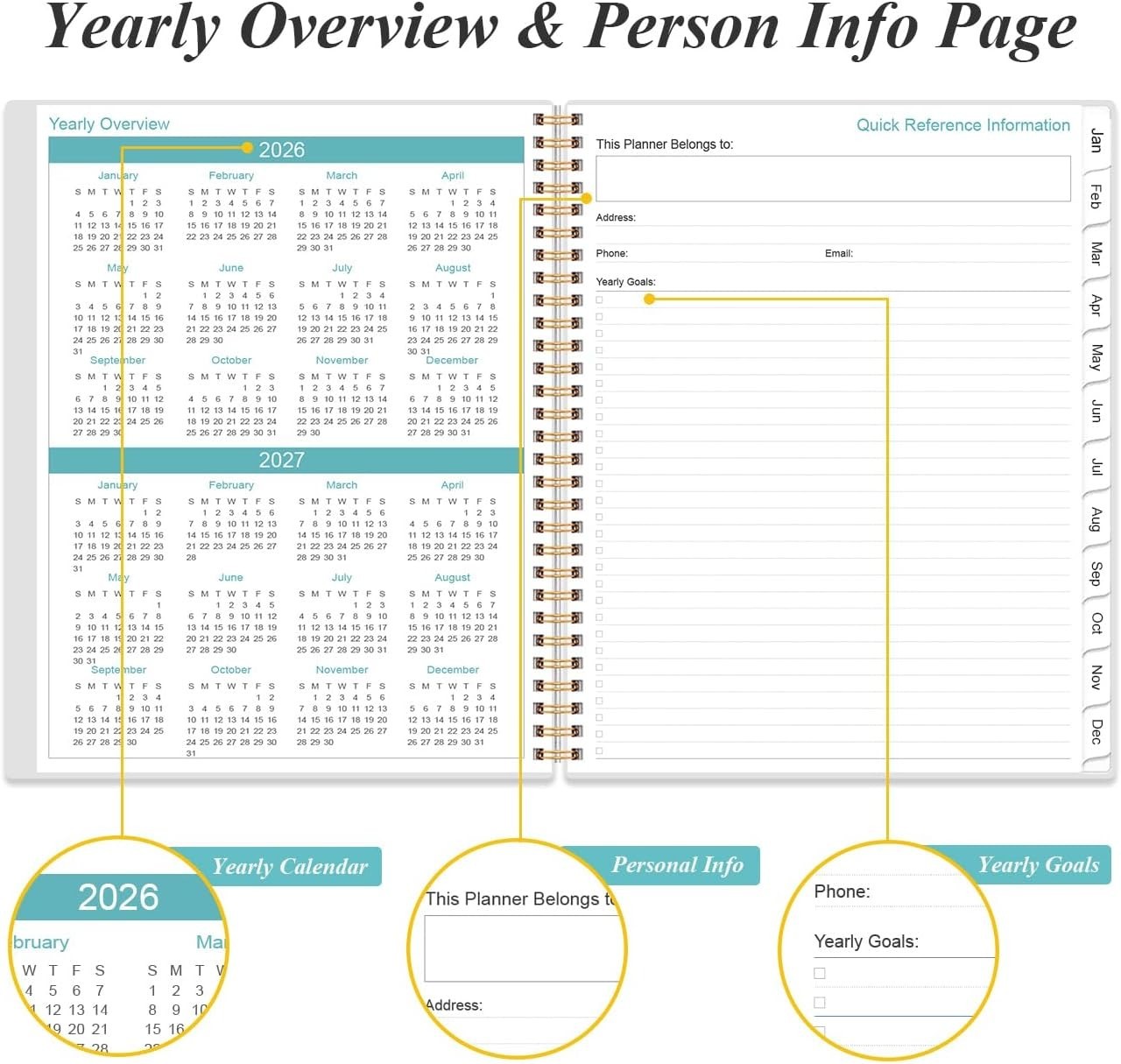 18- Planner 2026-2027 – 9″ x 11″, Inner Pocket & Twin-Wire Binding