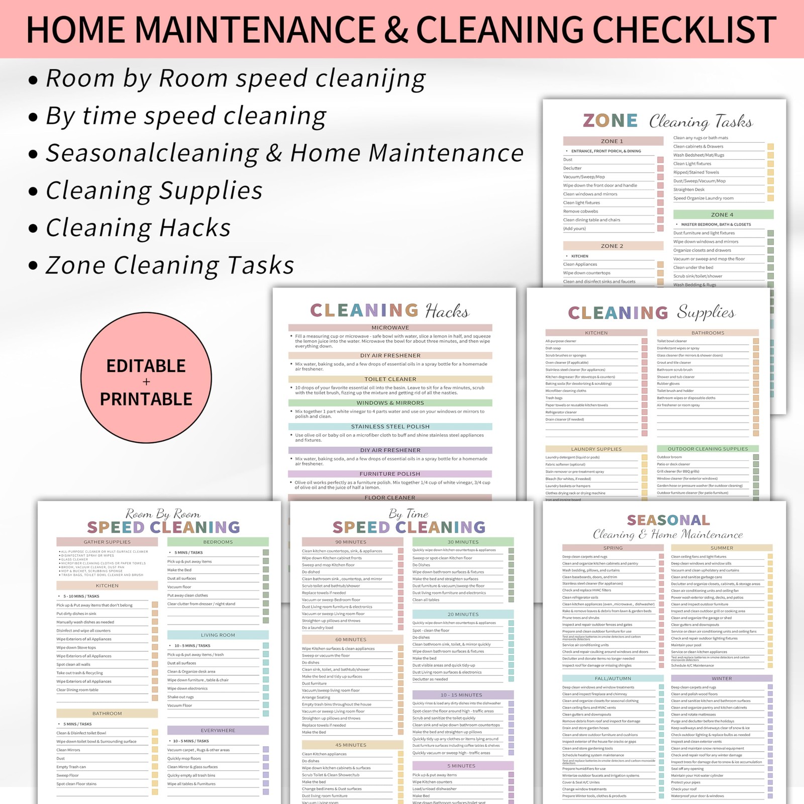 Adhd Cleaning Planner for Adults Women, Cleaning Schedule and Checklist Organ…