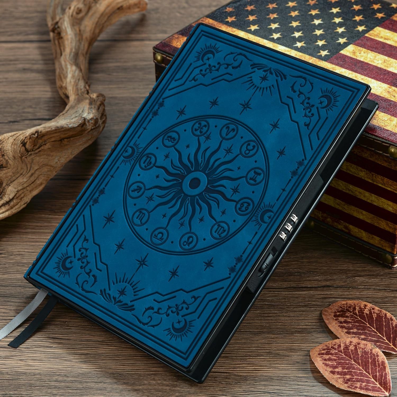 Diary with Lock – Soft Leather Journal Lock, Built-in A5, Peacock blue