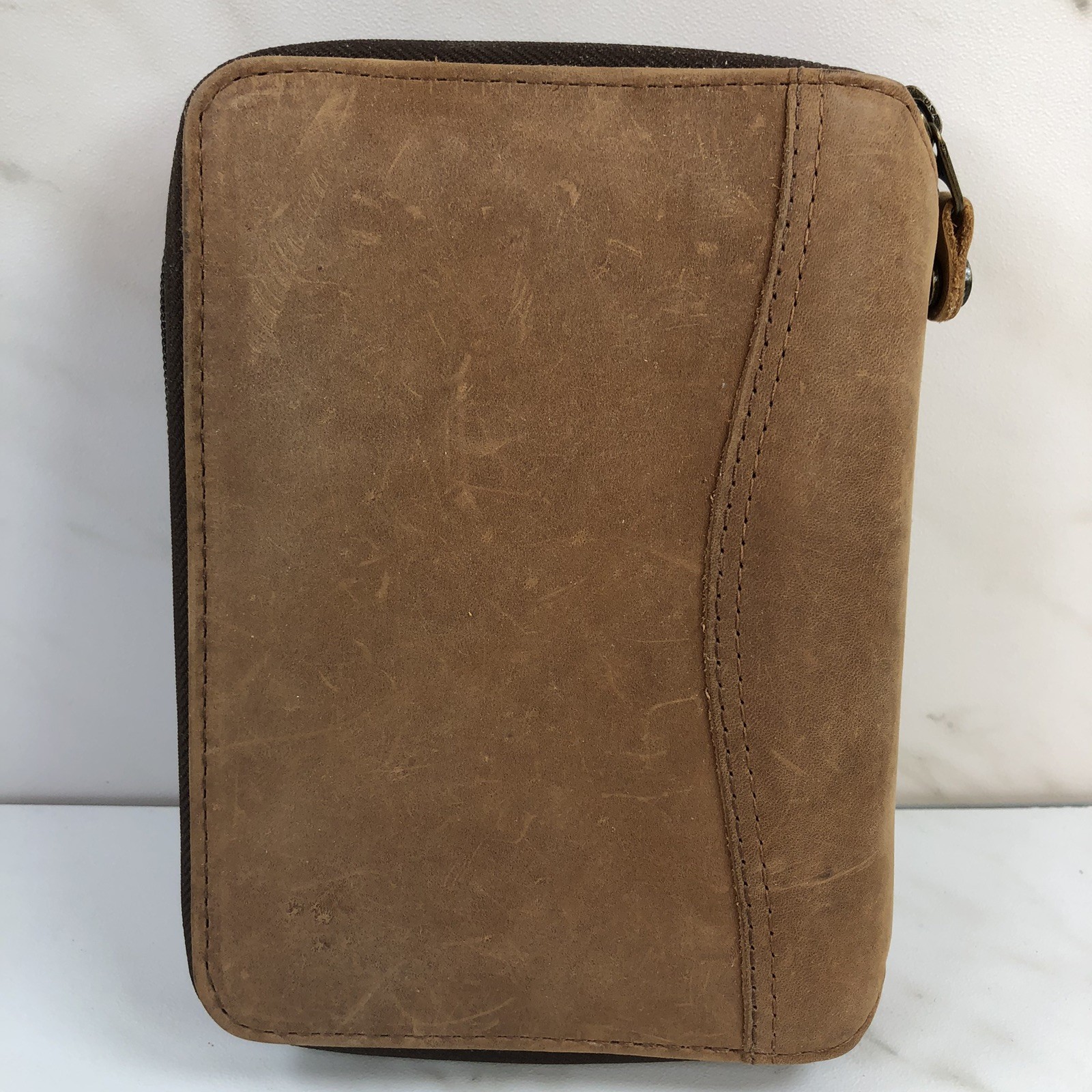 VTG Franklin Covey SpaceMaker Leather Pocket Planner 6 Ring Binder Brown 1996