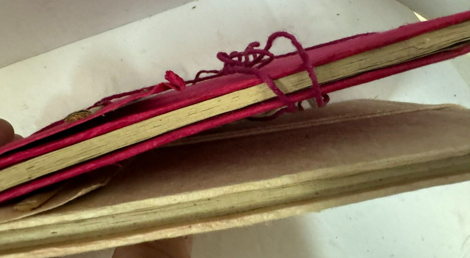 Lot of 2 Vintage Handmade Red & Yellow Cardboard Paper Journal Notebooks
