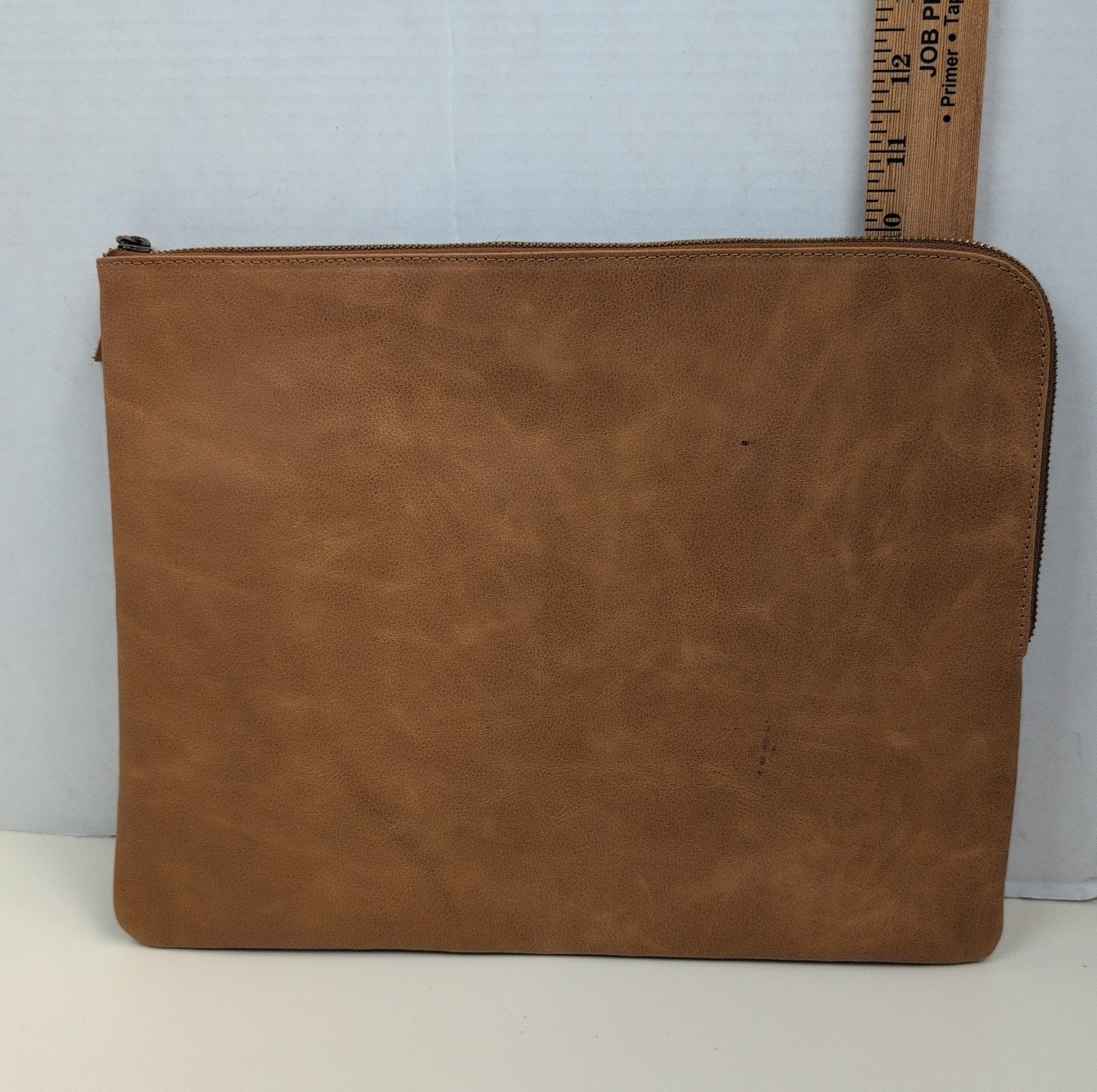 Clava Brown Leather Travel Business Organizer Clutch Zip Portfolio Wallet