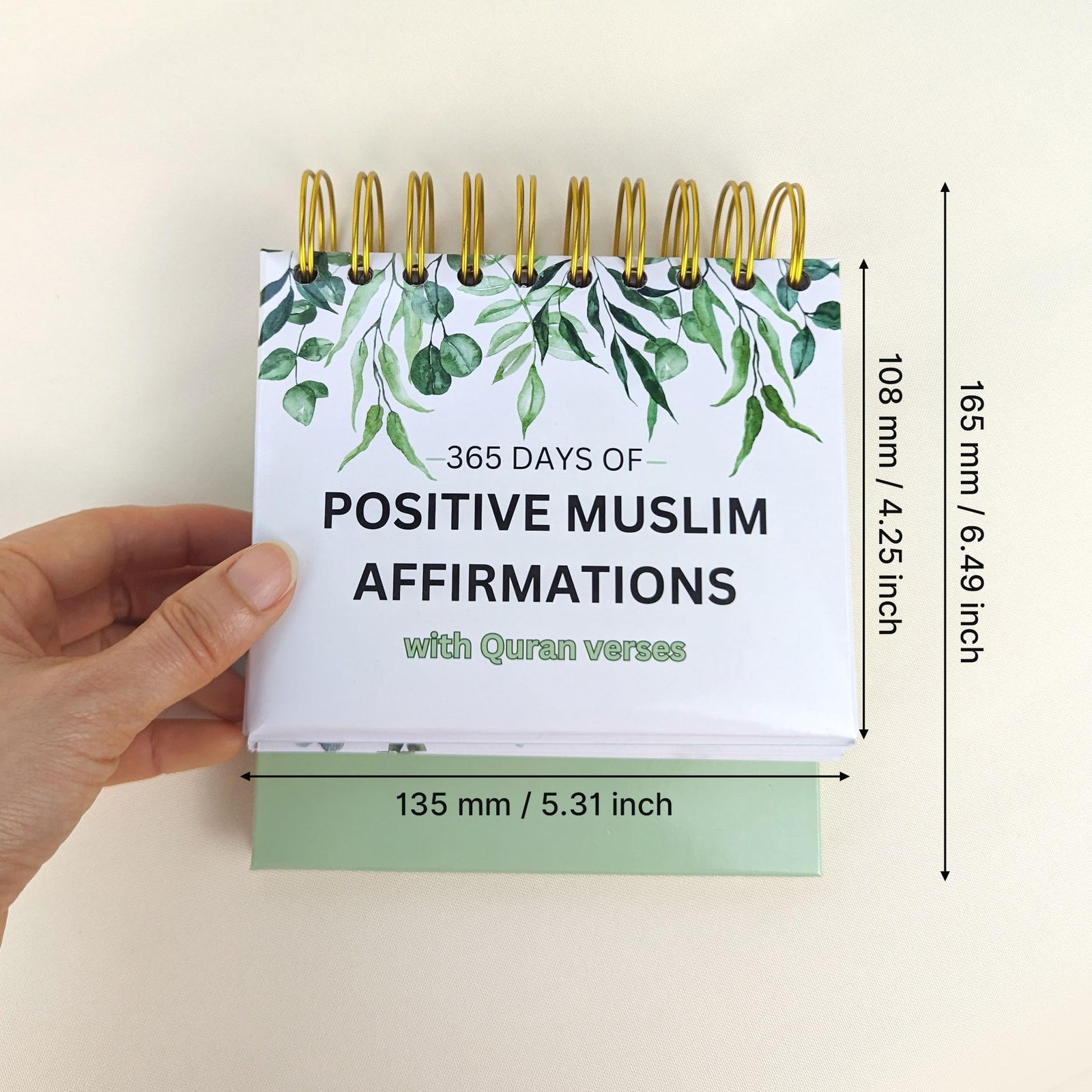 Islamic Positive Affirmations with Quran Verses, A6, Green