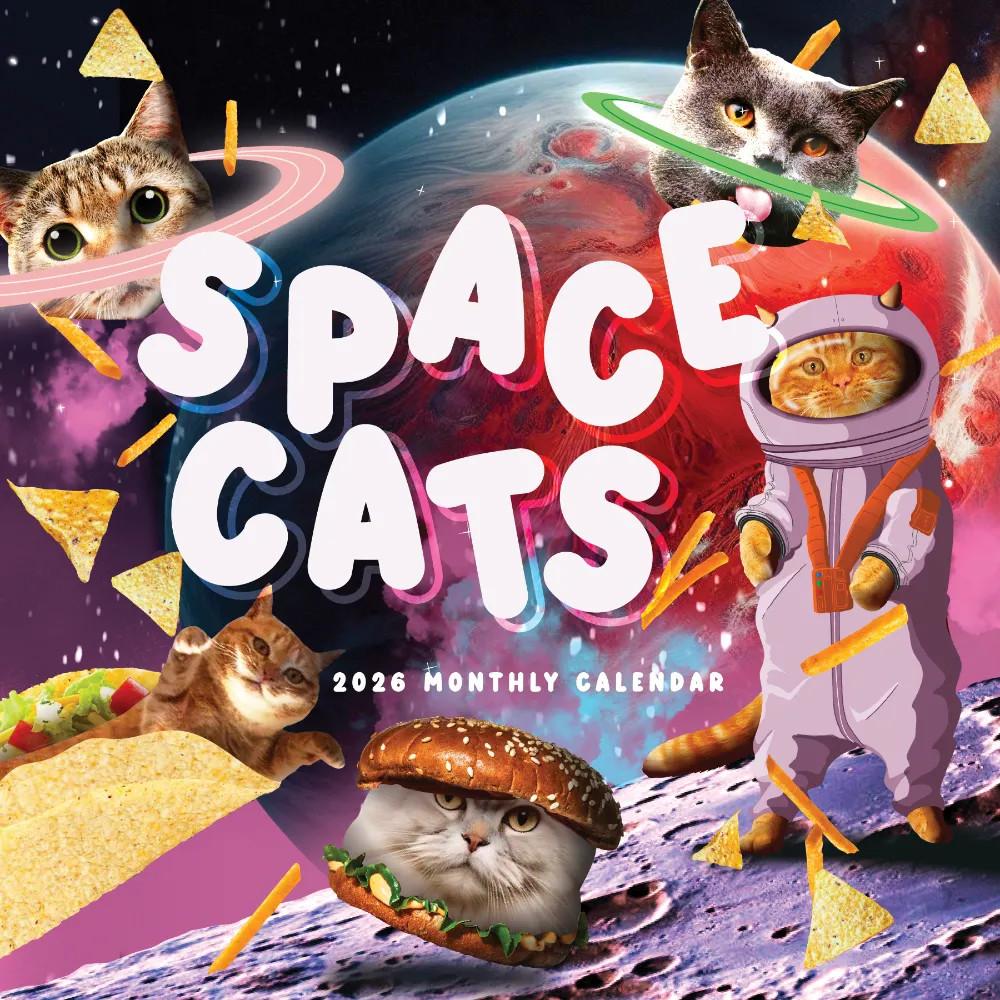 Space Cats Calendar 2026 | 12″ x 24″ 12 Month Calendar | Marble City Press
