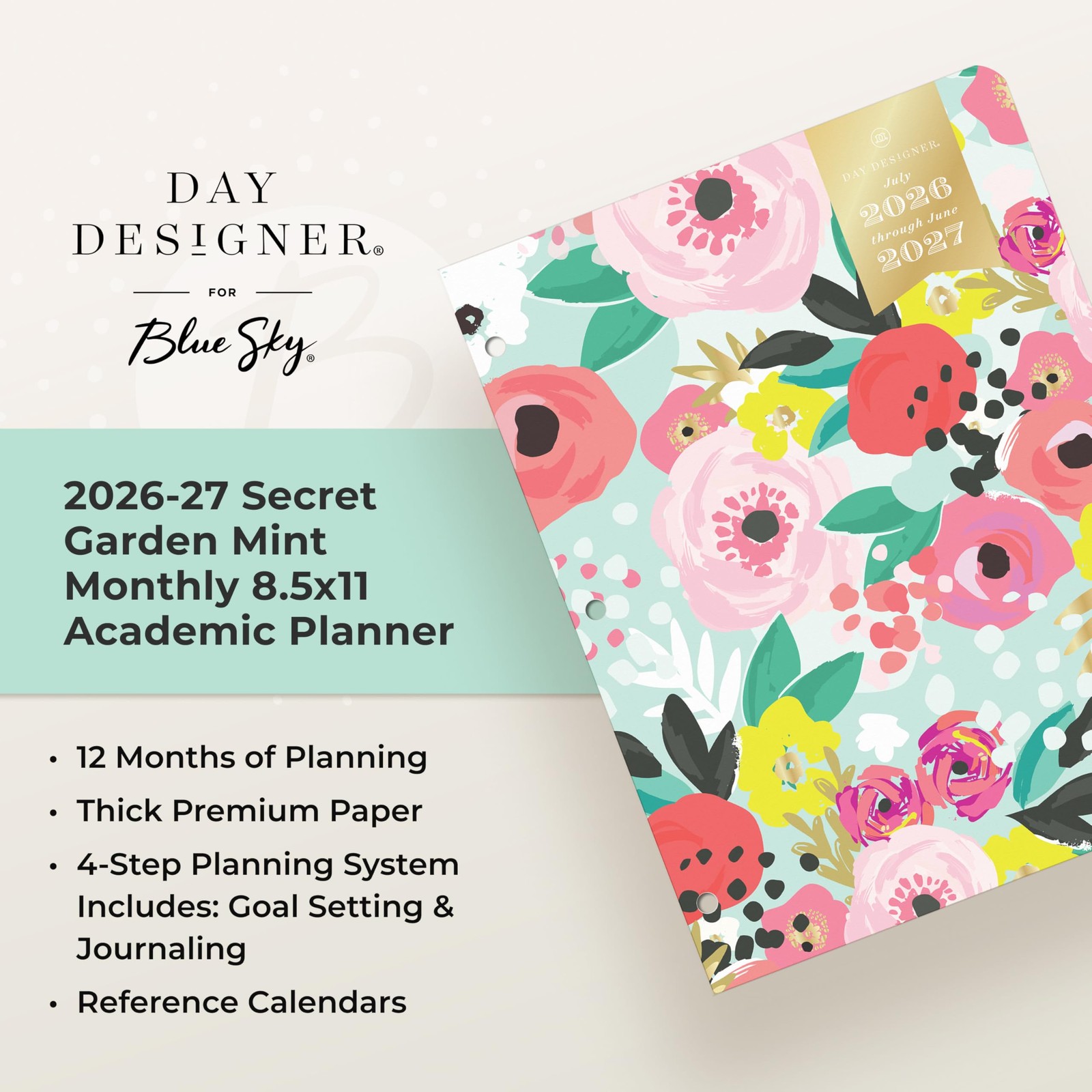 Blue Sky Day Designer 2026-2027 Monthly Academic Year Planner Calendar, July …