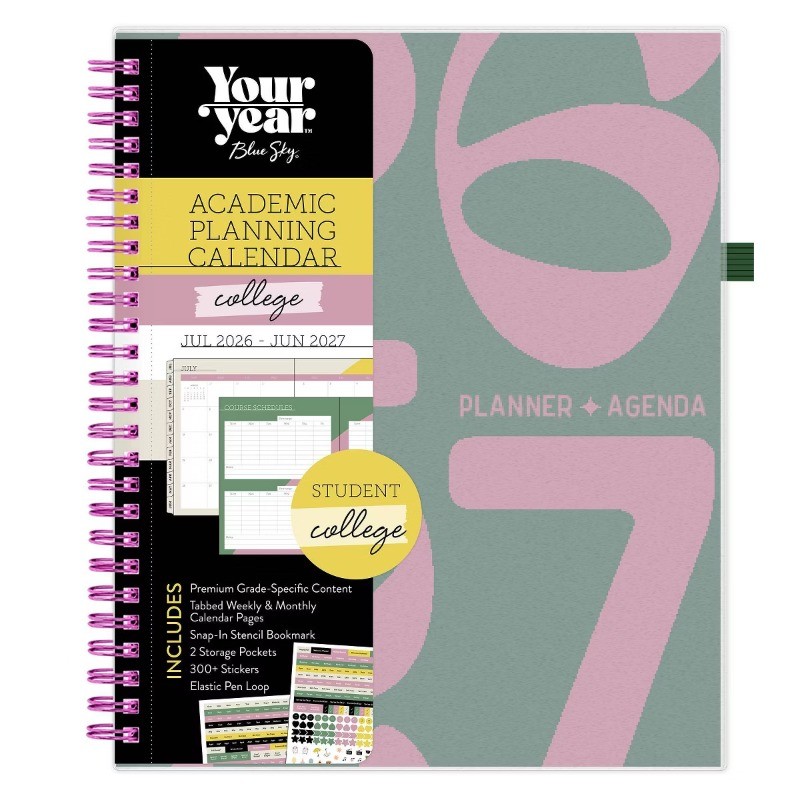 Blue Sky Your Year College Weekly/Monthly Planner Wirebound 7″x9″ Green Date