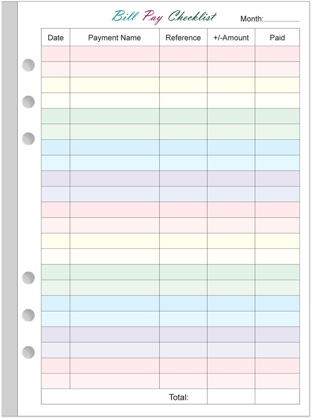 50 Sheets/100 Pages Colorful Monthly Budget Form A5 Binder 5.8×8.3 Inch