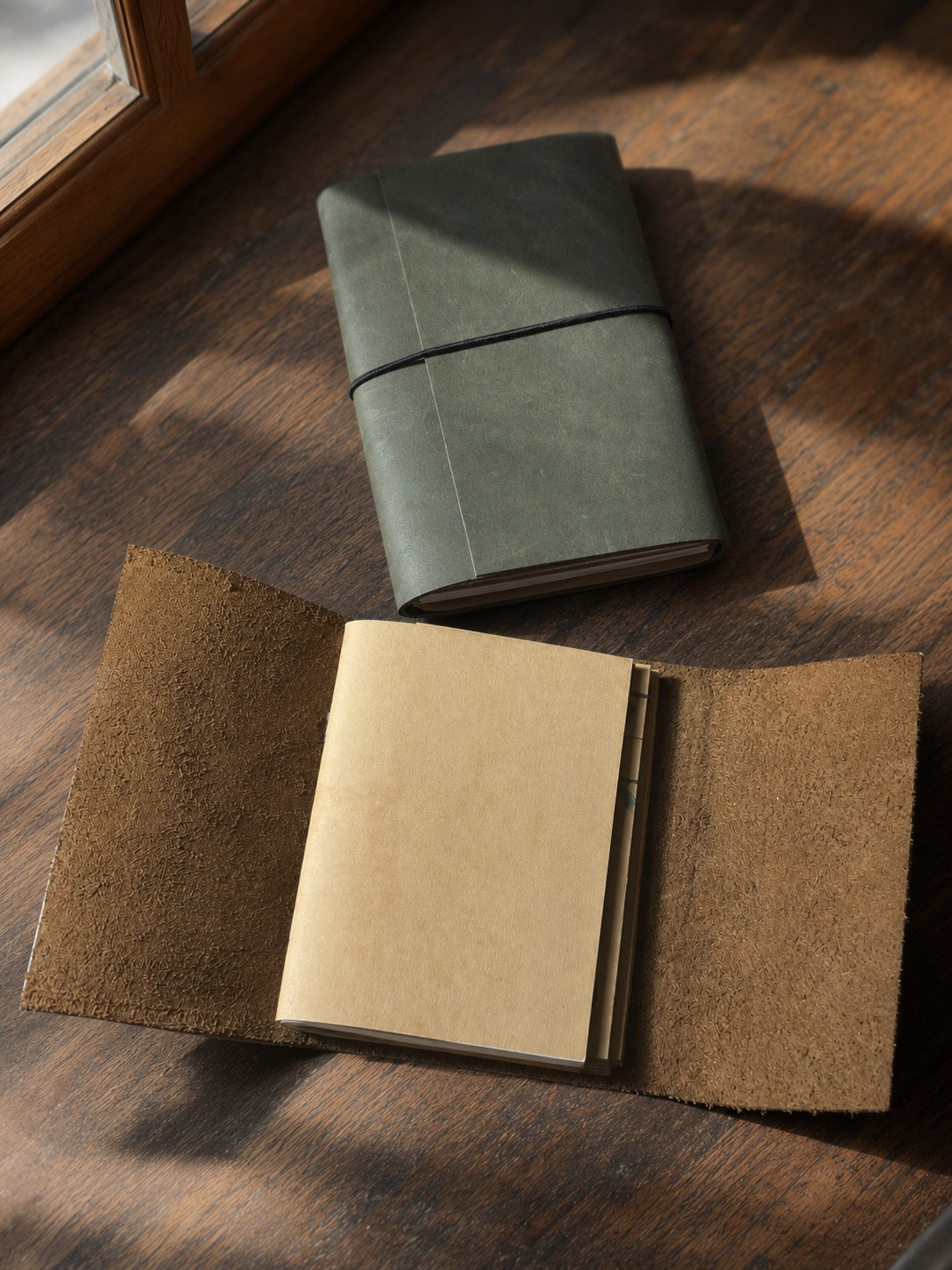 Handmade Leather Journal with 3 Notebook, Refillable A6 Full Grain Leather