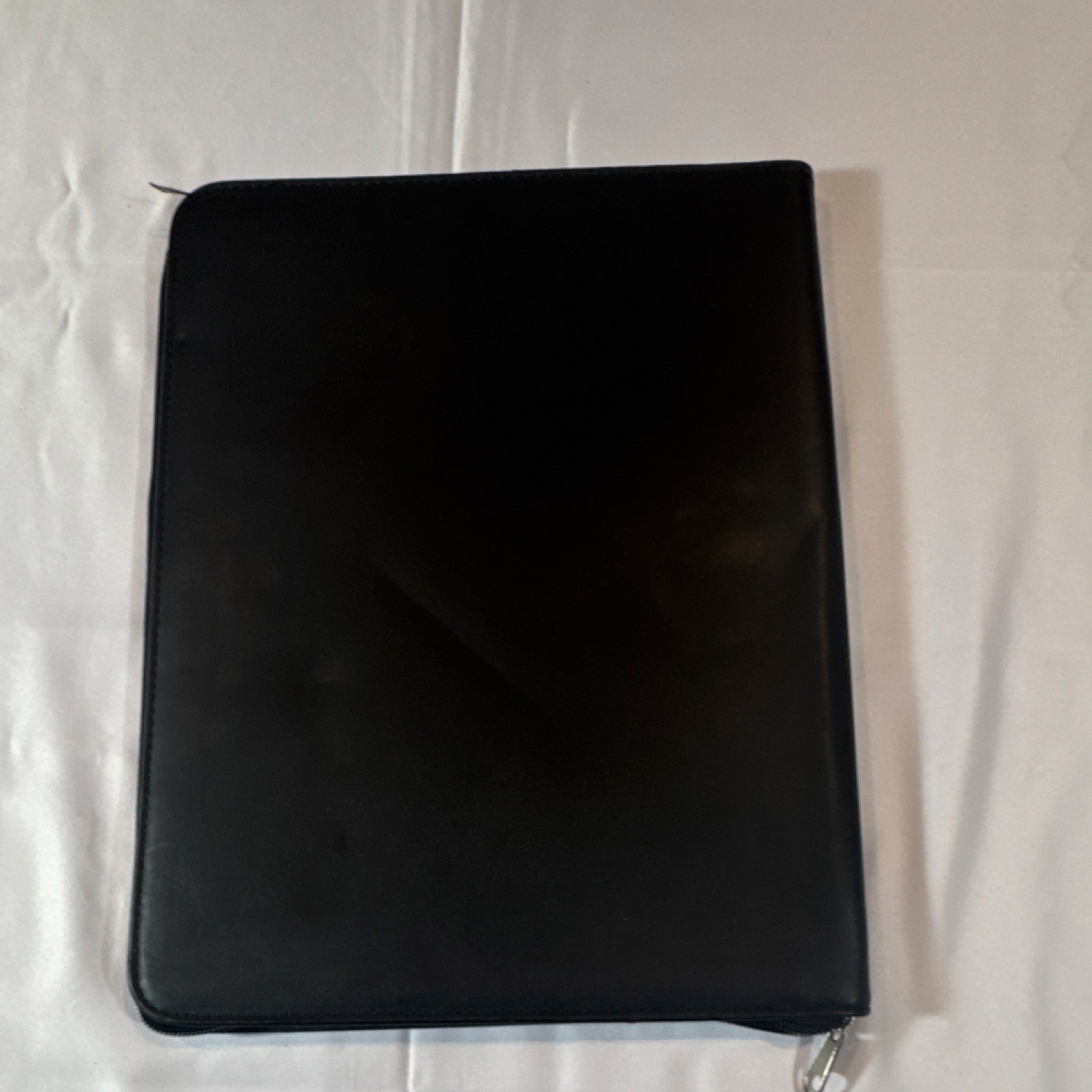 Day-Timer Black Leather Large Organizer Zippered Folio Notepad Pencil Holder