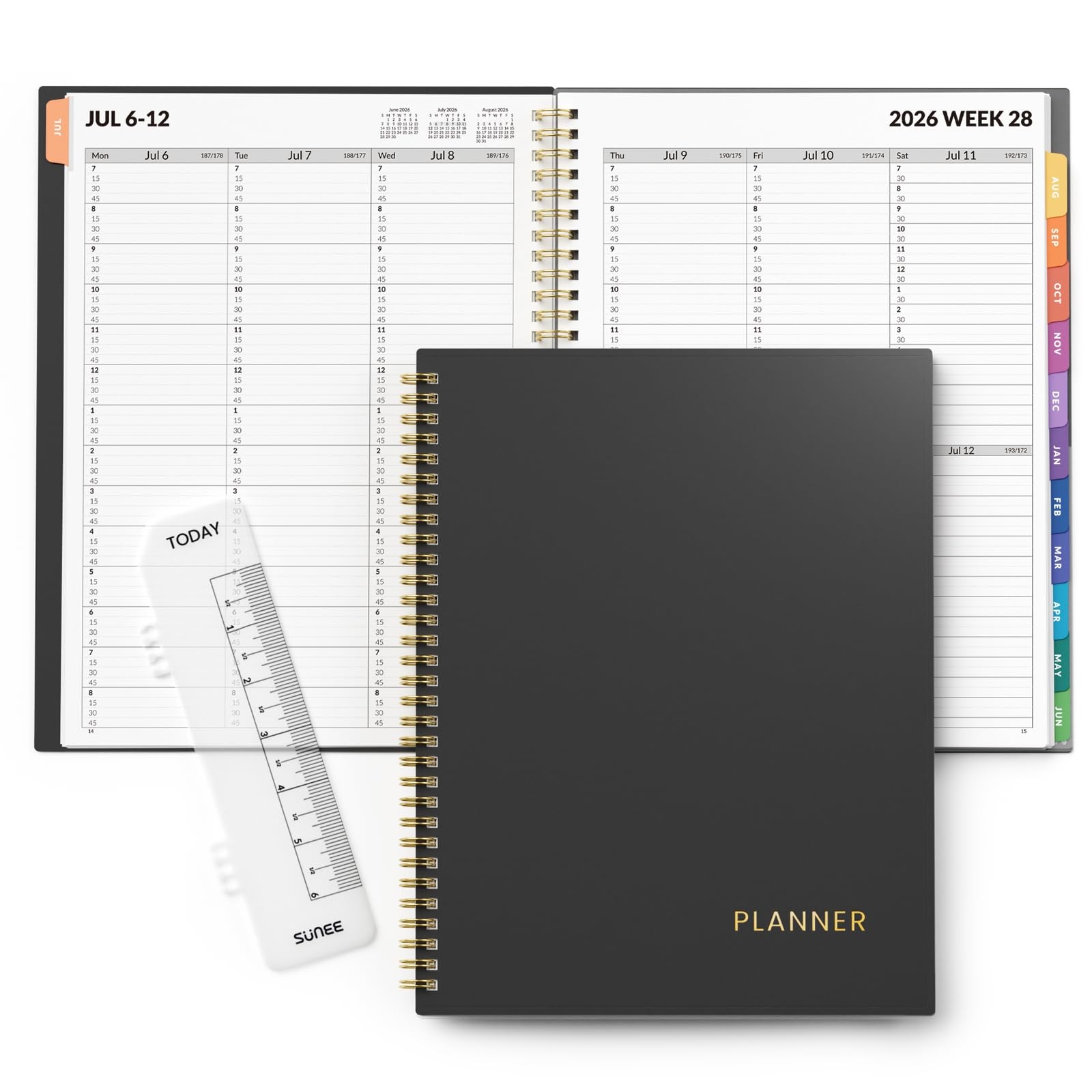 SUNEE 2026-2027 Appointment Book, 8.5″ x 11″, Minimalist Black