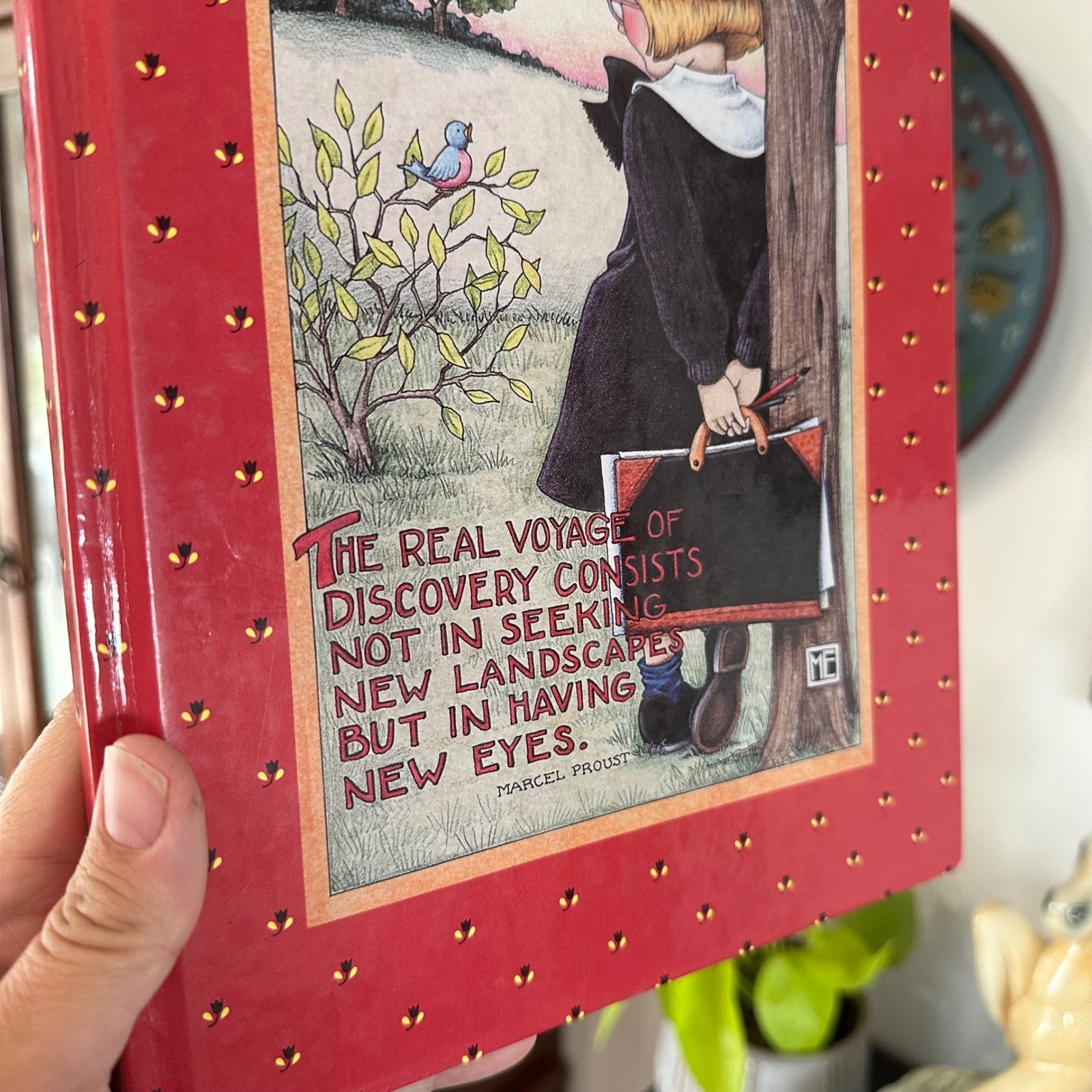 Vtg Mary Engelbreit Sketchbook Red Hardcover Grid Journal 90’s Stationery Whimsy