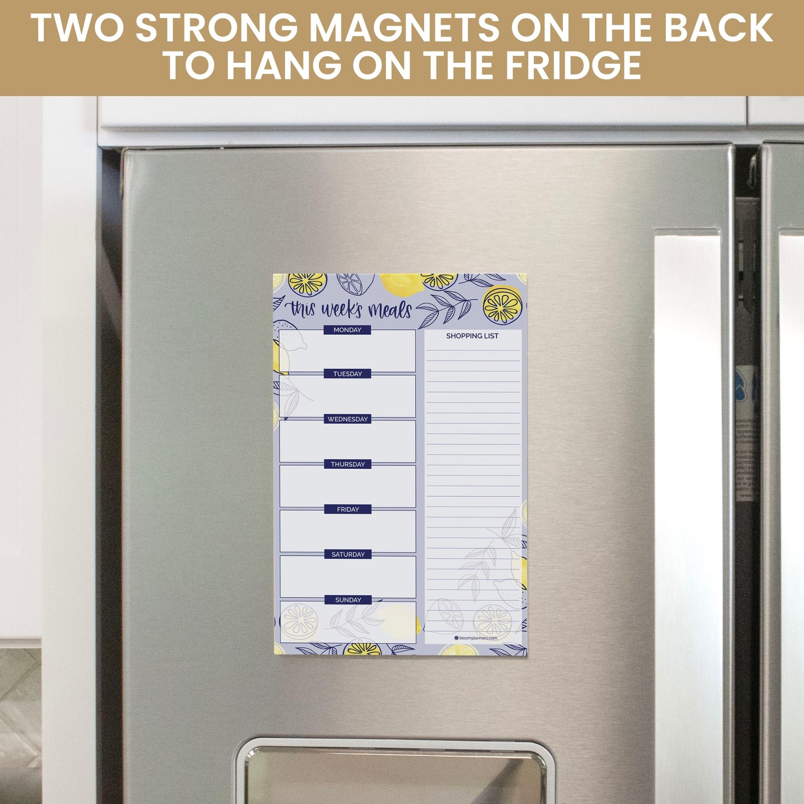 bloom daily planners Weekly Magnetic Meal 6 inches X 9 inches, Blue Lemons