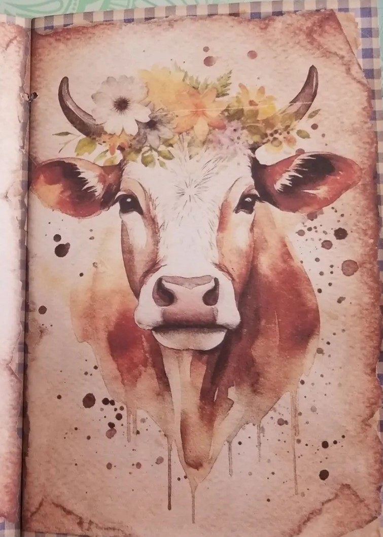 Junk Journal Blank Booklet “COUNTRY FARMHOUSE” HANDMADE LG 8.5″x5.5″ 40pgs