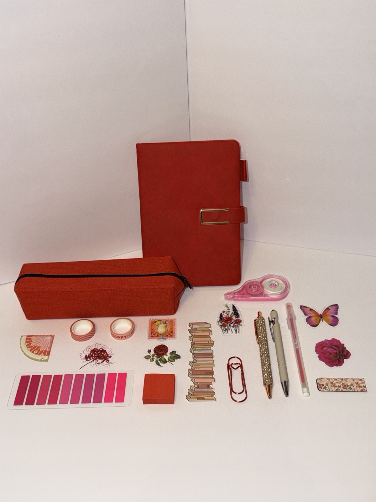 Red Journal with various Red and Pink Stationary 20 pc Lot