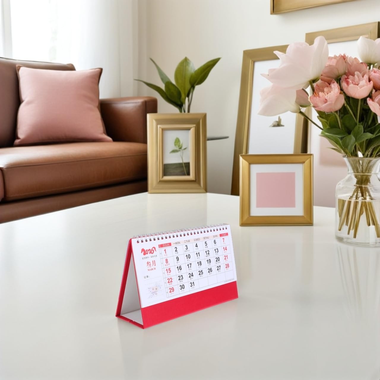 Desk Calendar: 2026 Chinese New Year Table Calendar Monthly Pages Flip Multi